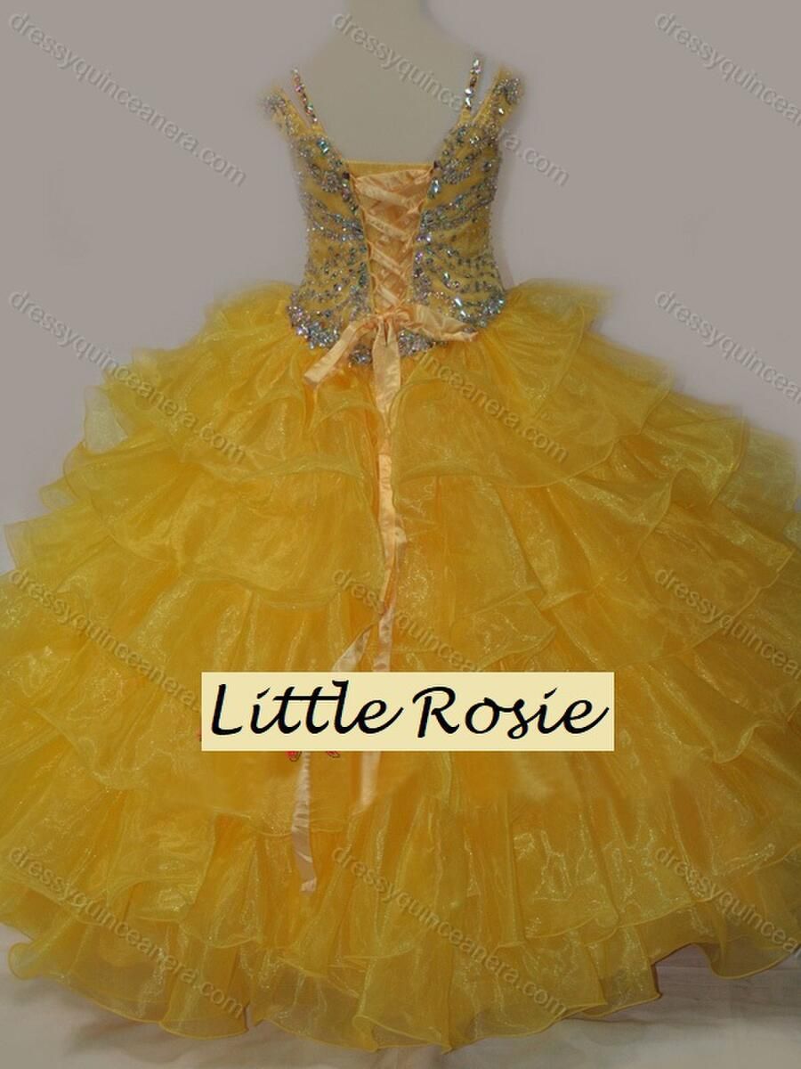 Style LR2117 Little Rosie Girls Size 6 Prom Yellow Ball Gown on Queenly