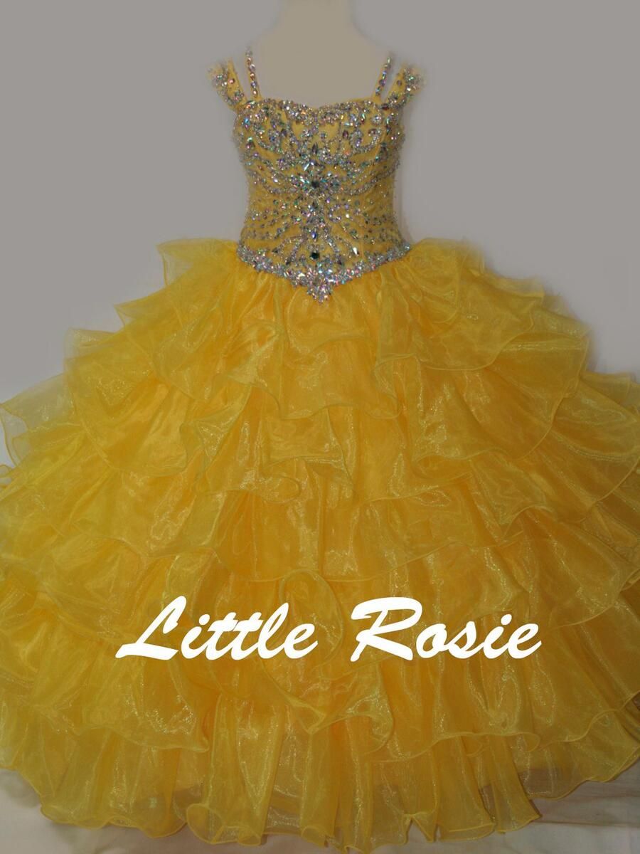 Style LR2117 Little Rosie Girls Size 6 Prom Yellow Ball Gown on Queenly