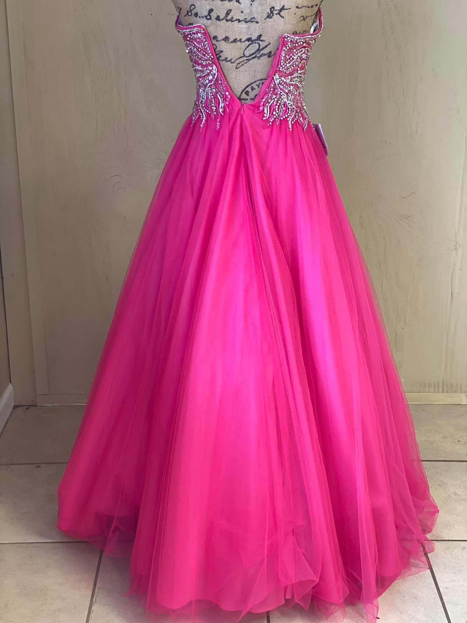 Terani Couture Size 0 Prom Strapless Sequined Hot Pink Ball Gown on Queenly