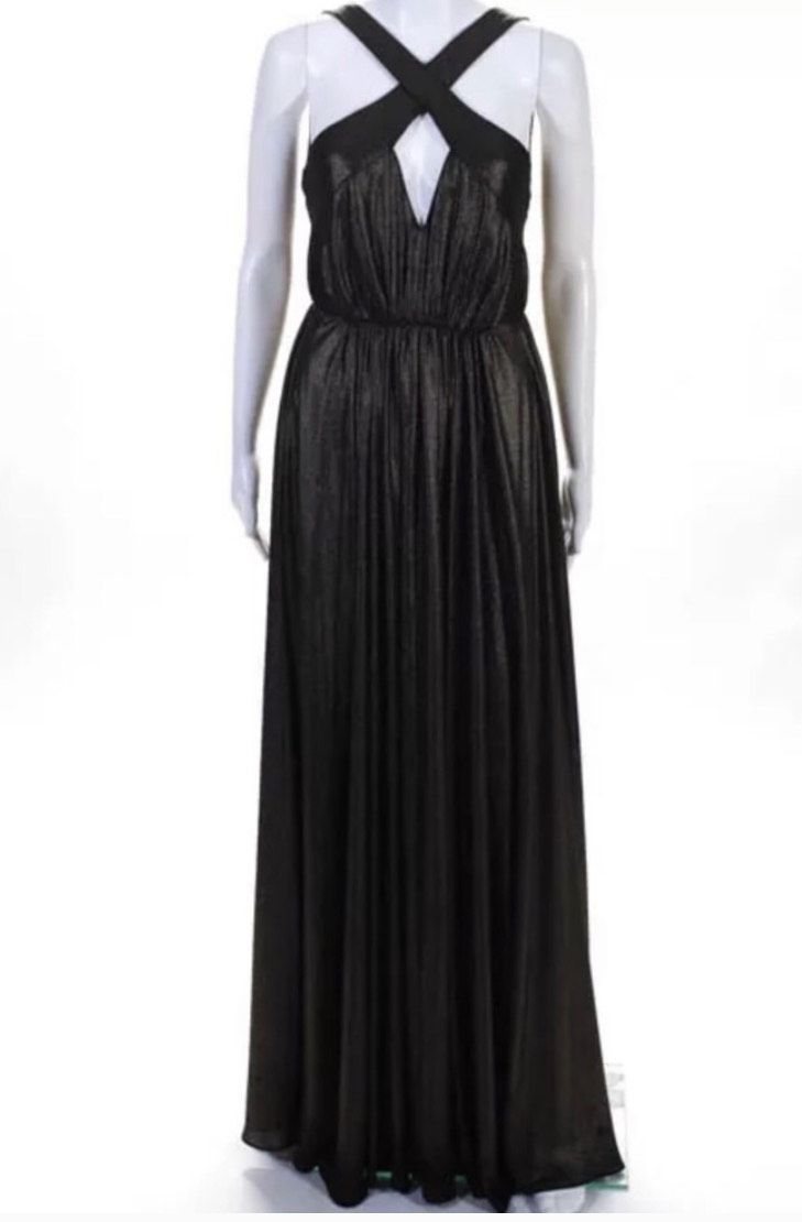 Halston Heritage Size 6 Prom Halter Black A-line Dress on Queenly