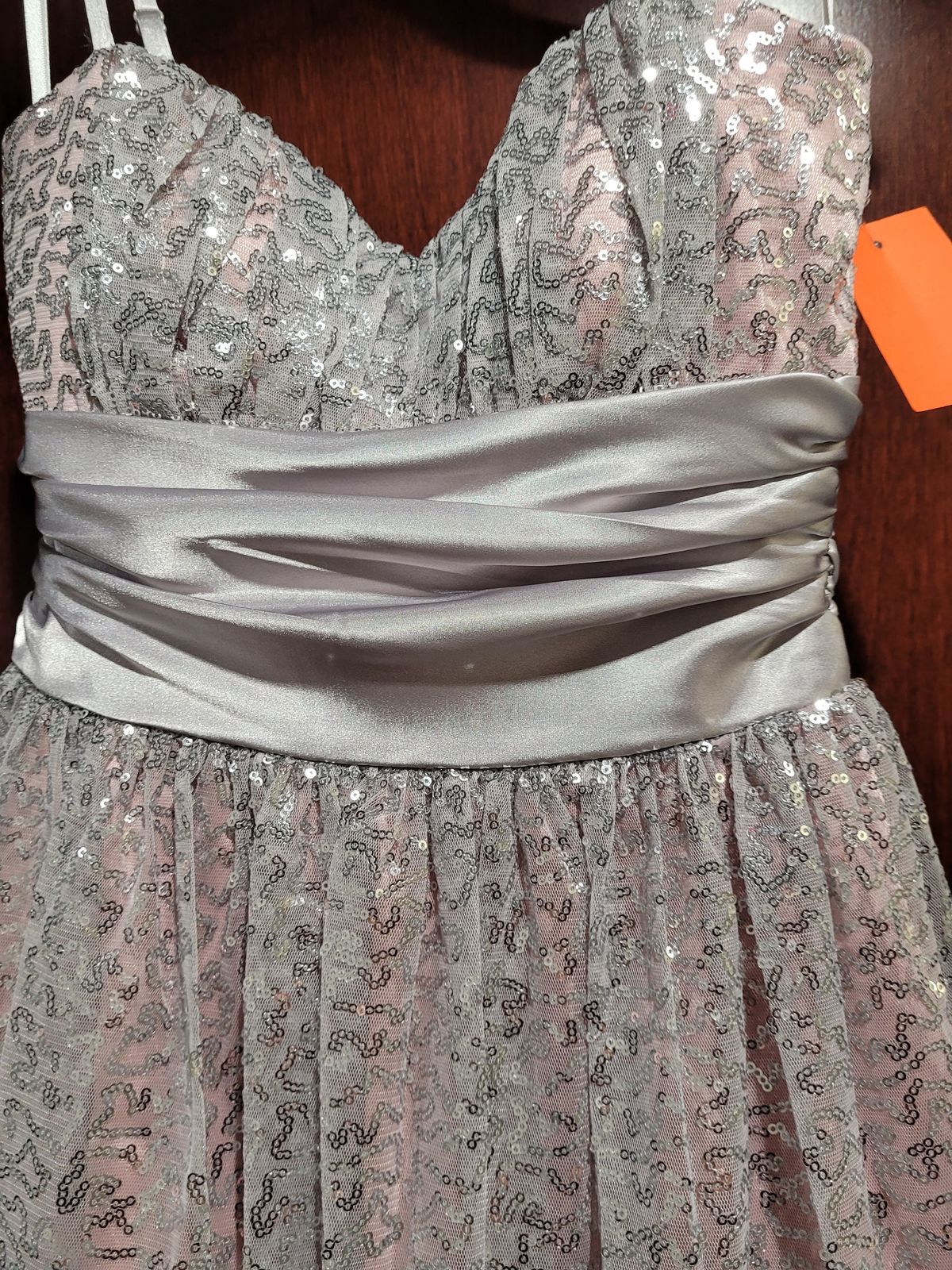 Style  D4AJ6518 Josh Prom Silver Size 6 Sequin Cocktail Dress on Queenly