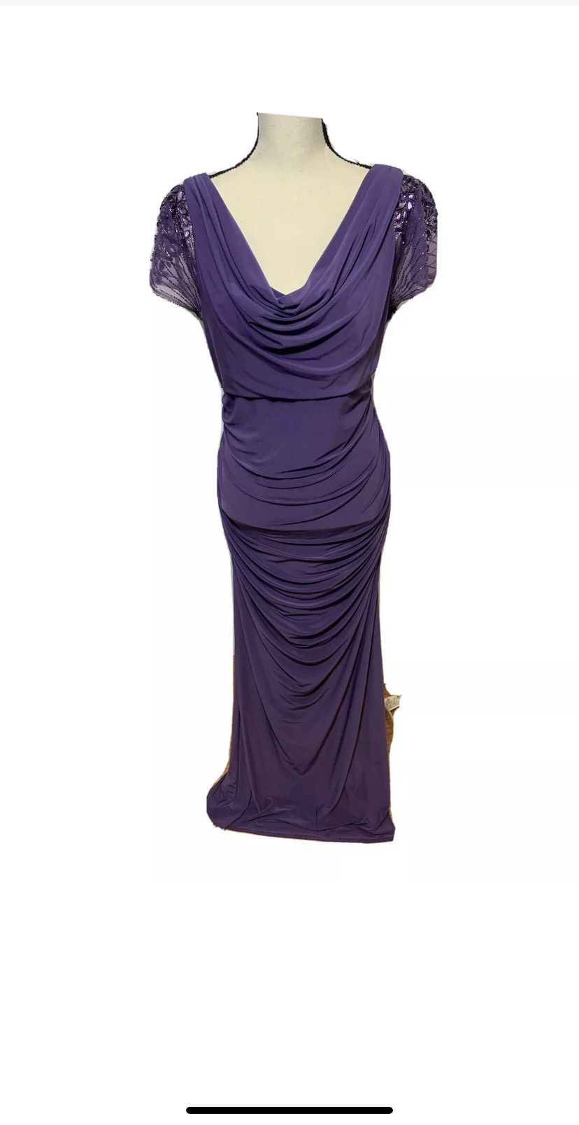 Emma Street Plus Size 16 Wedding Guest Cap Sleeve Purple Floor Length Maxi on Queenly