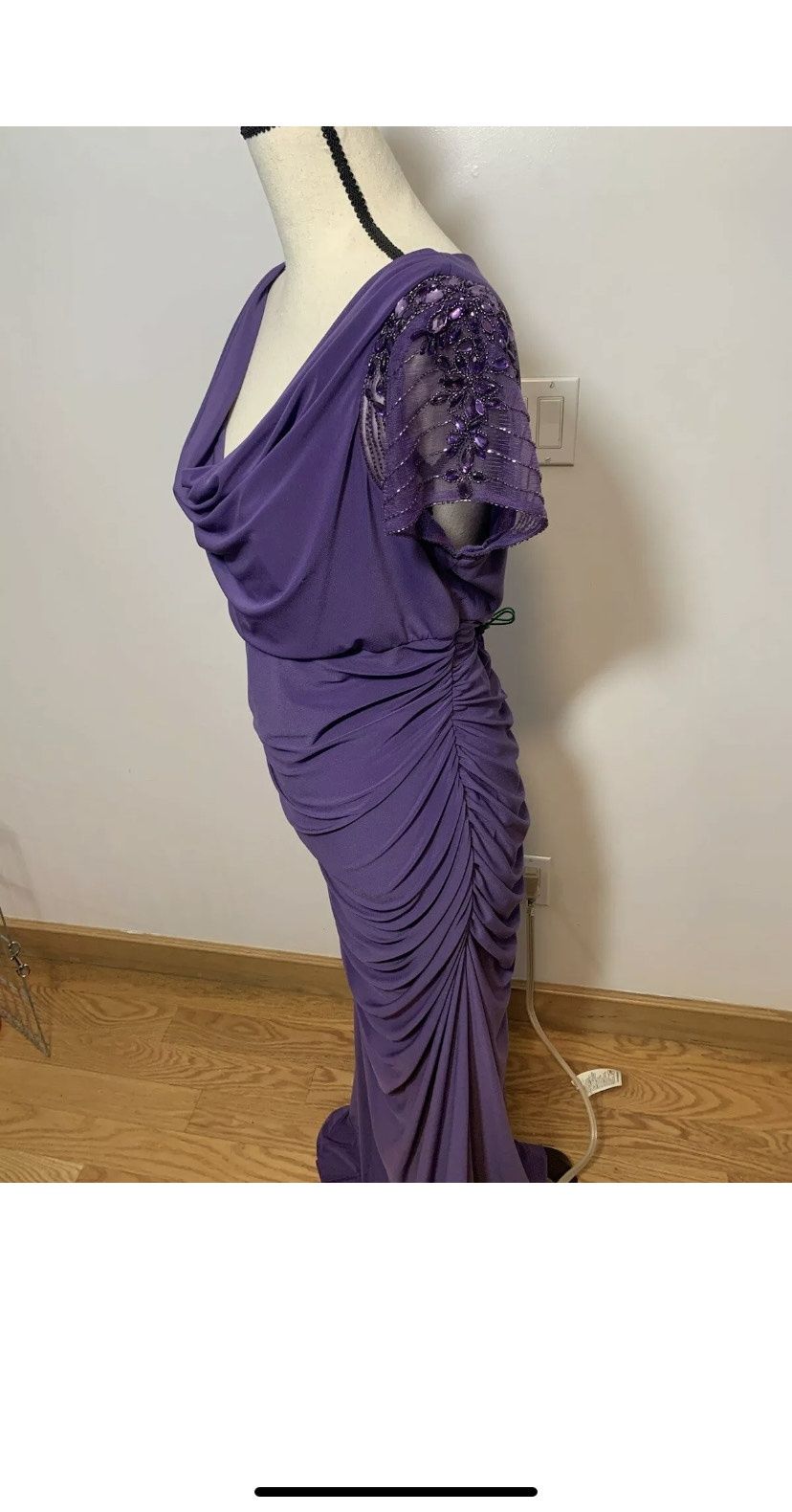 Emma Street Plus Size 16 Wedding Guest Cap Sleeve Purple Floor Length Maxi on Queenly