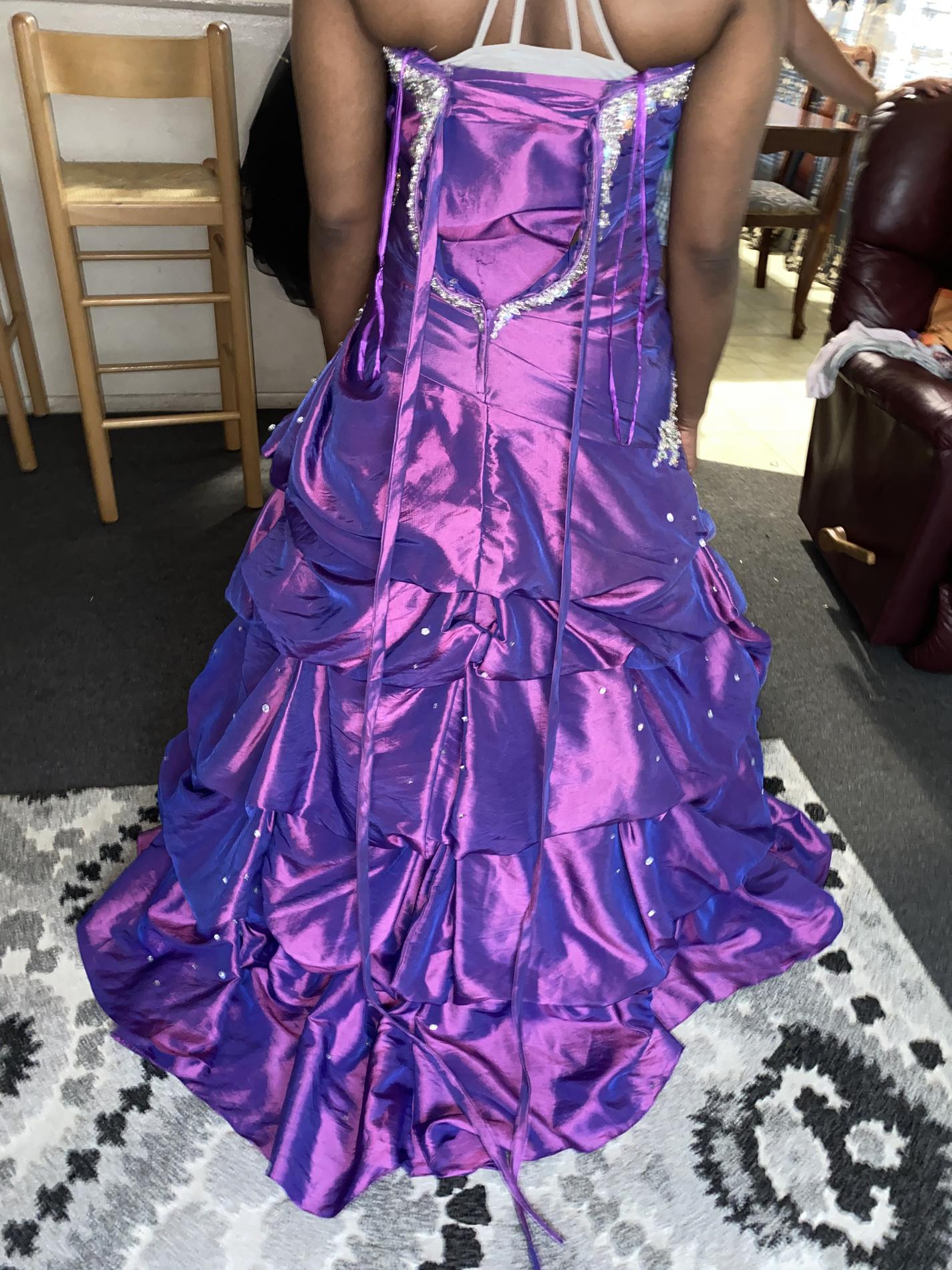 Tony Bowls Size 12 Prom Strapless Purple Dress With Train on Queenly