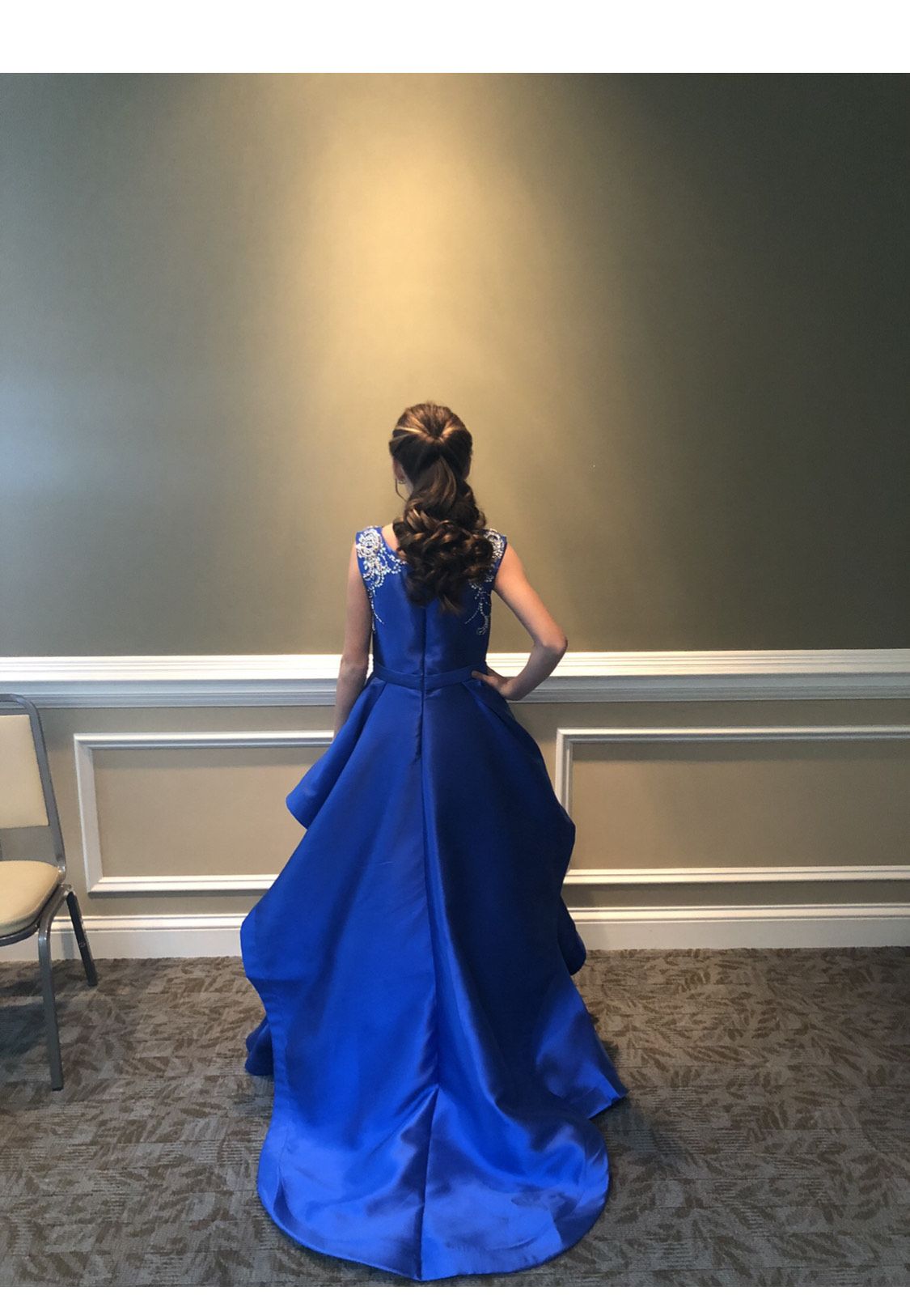 Girls Size 12 Pageant Royal Blue Ball Gown on Queenly