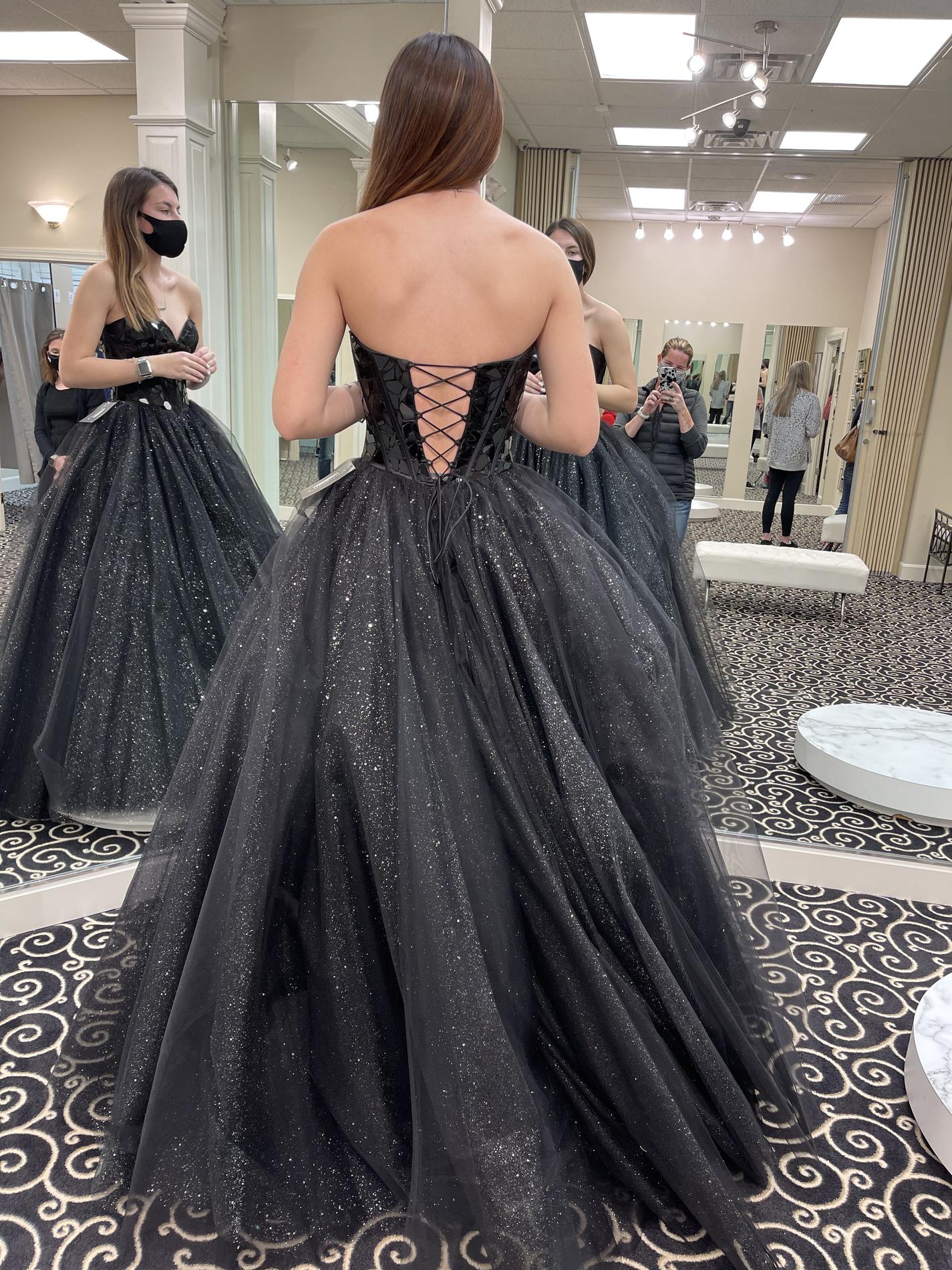 Size 2 Prom Strapless Black Ball Gown on Queenly