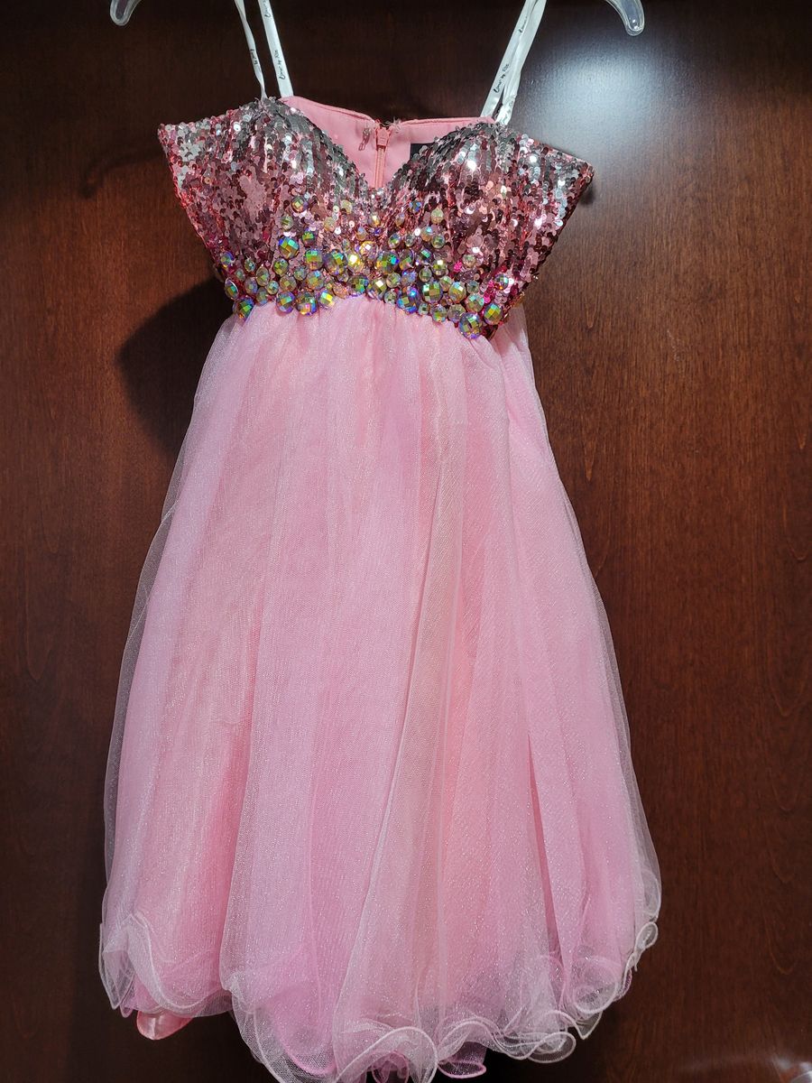 Style L900 Riva Designs L900 Size 0 Prom Strapless Sequined Light Pink Cocktail Dress on Queenly