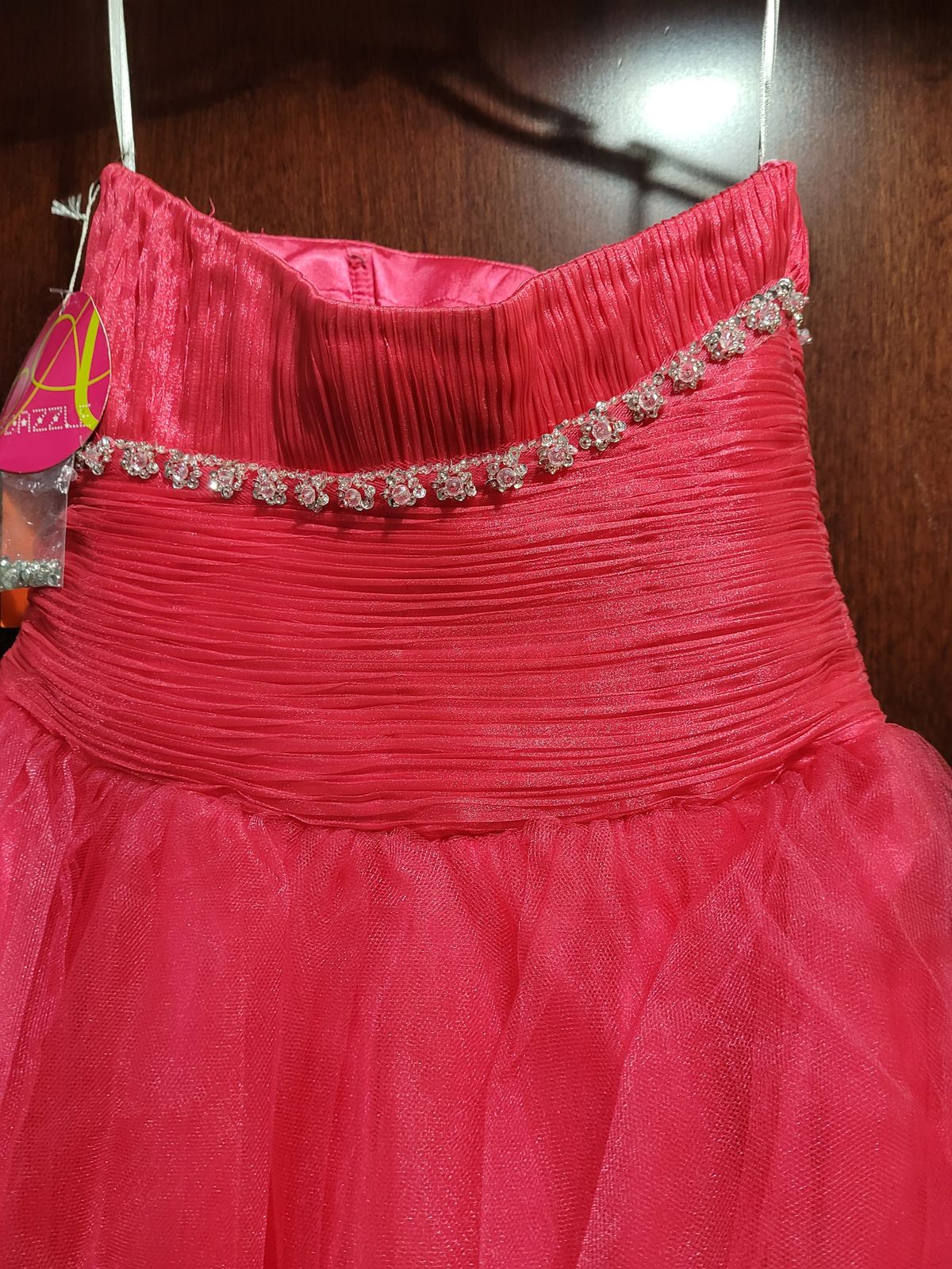 Style 35411 Alyce B'dazzle Size 0 Homecoming Strapless Sequined Hot Pink Cocktail Dress on Queenly