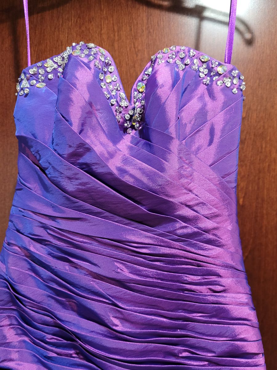 Style 6249 Madison James Purple Size 0 Strapless Corset Prom Cocktail Dress on Queenly