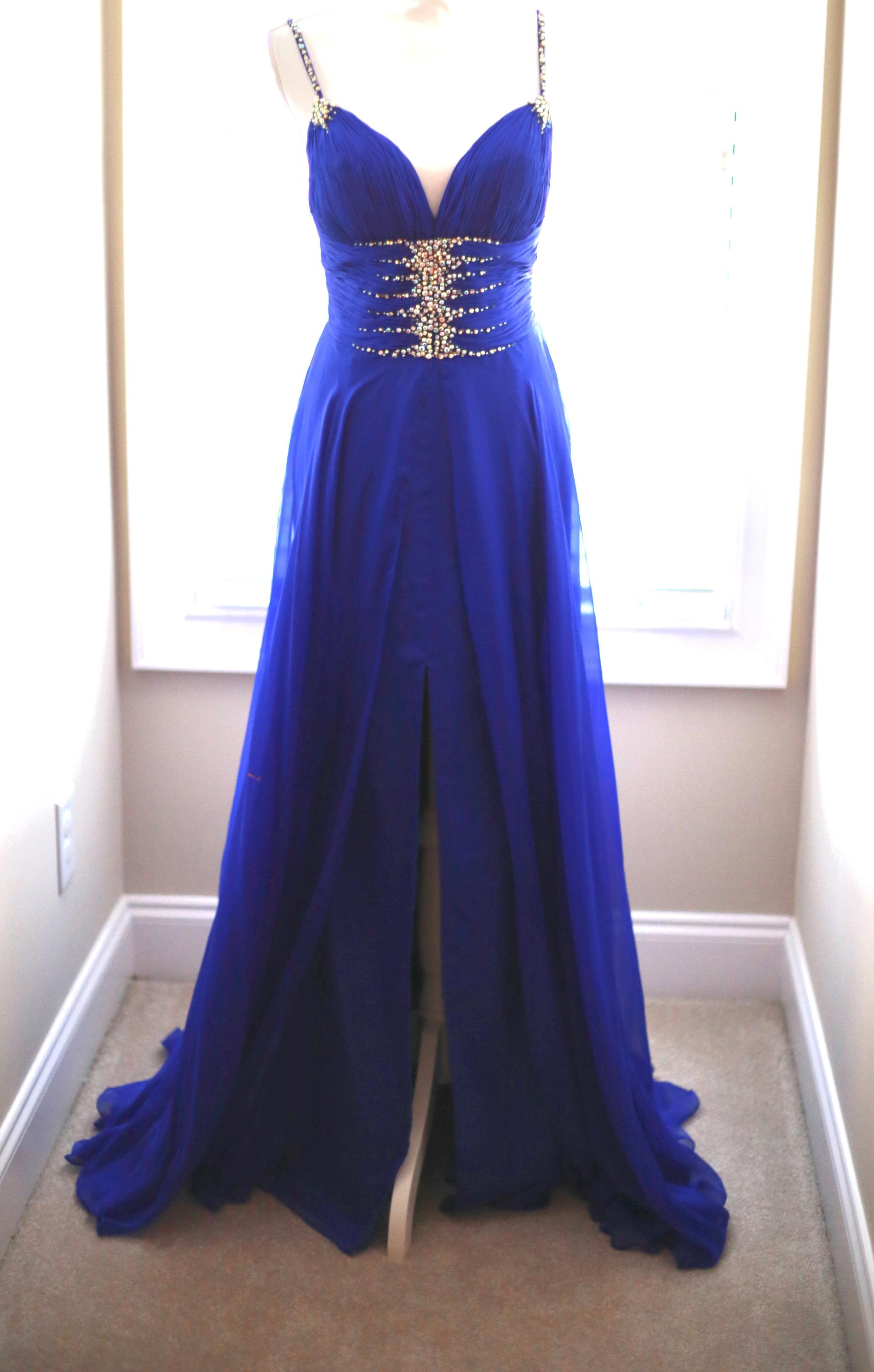 Mac Duggal Size 2 Prom Satin Royal Blue A-line Dress on Queenly