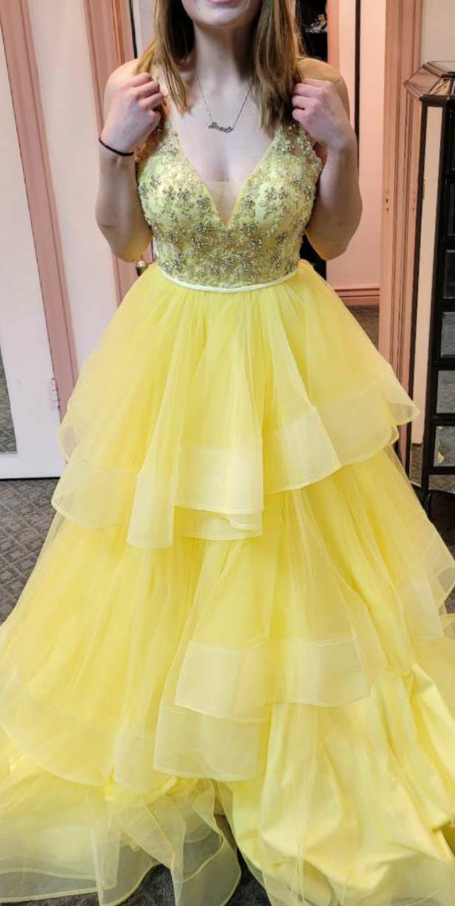 Rachel Allan Size 6 Prom Yellow Ball Gown on Queenly