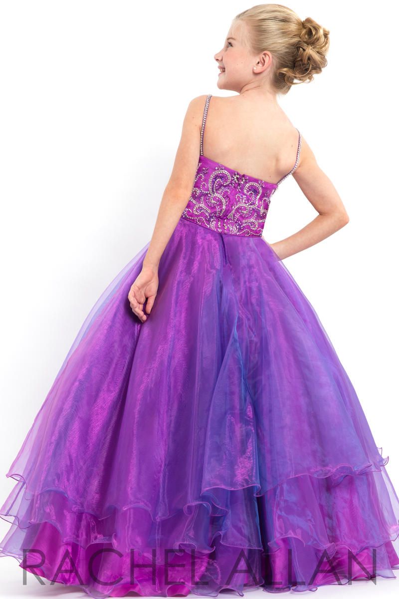Style 1675 Rachel Allan Girls Size 10 Pageant Purple Ball Gown on Queenly