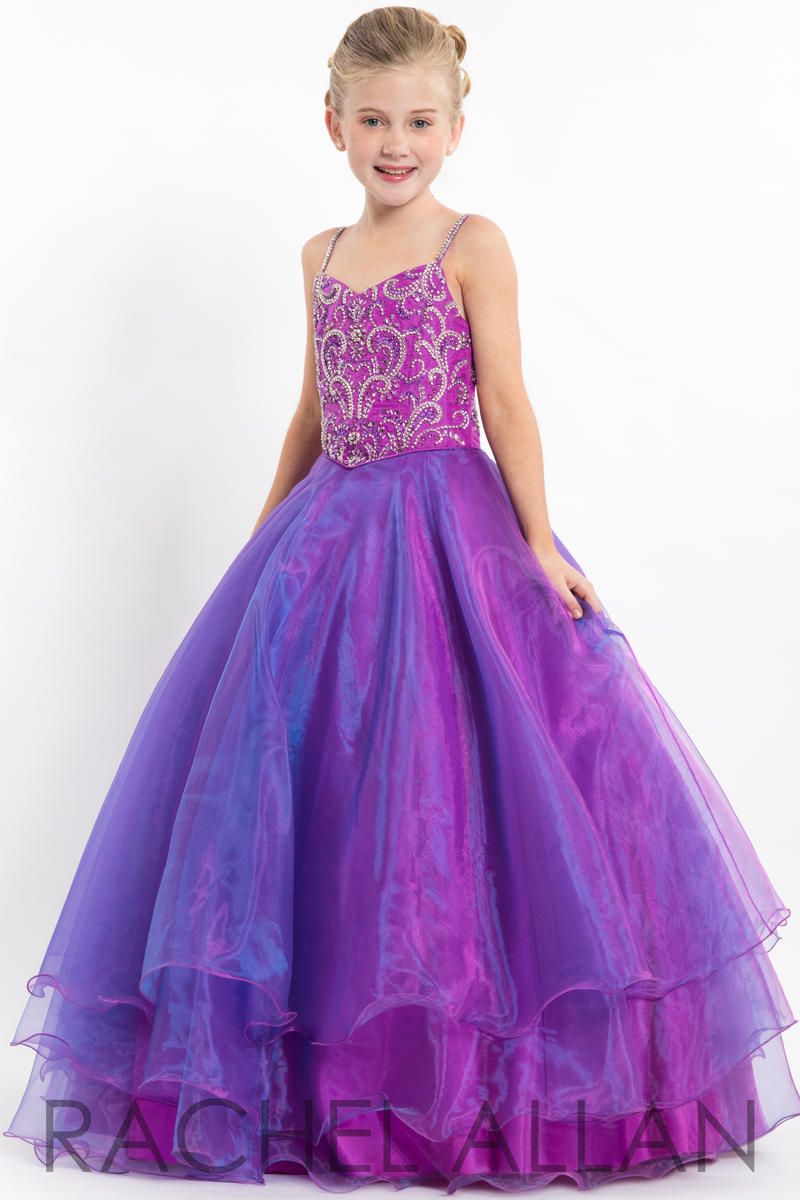 Style 1675 Rachel Allan Girls Size 10 Pageant Purple Ball Gown on Queenly