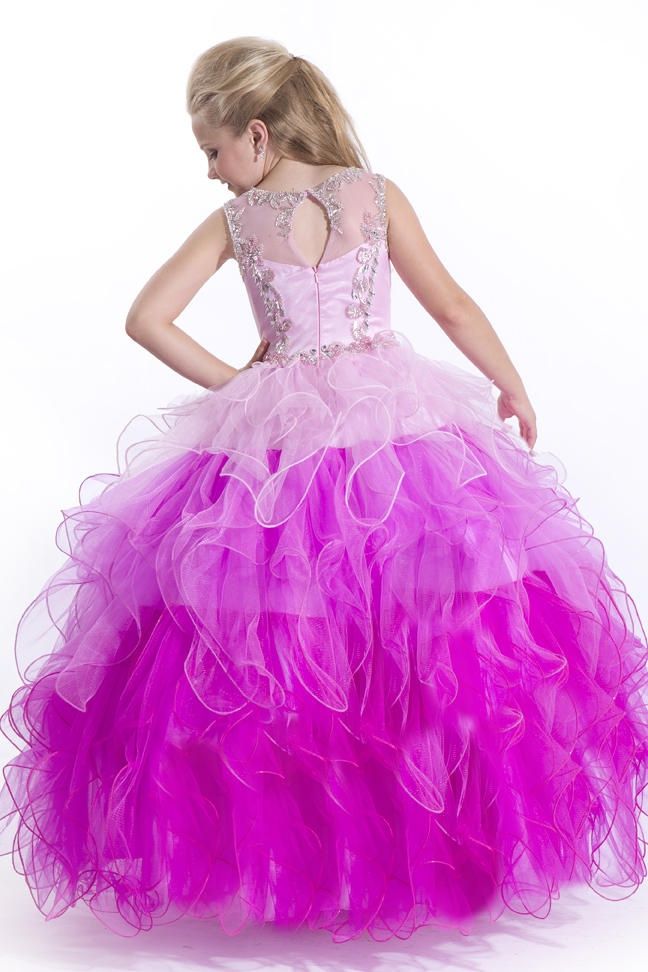 Style 1544 Rachel Allan Girls Size 8 Sequined Hot Pink Ball Gown on Queenly