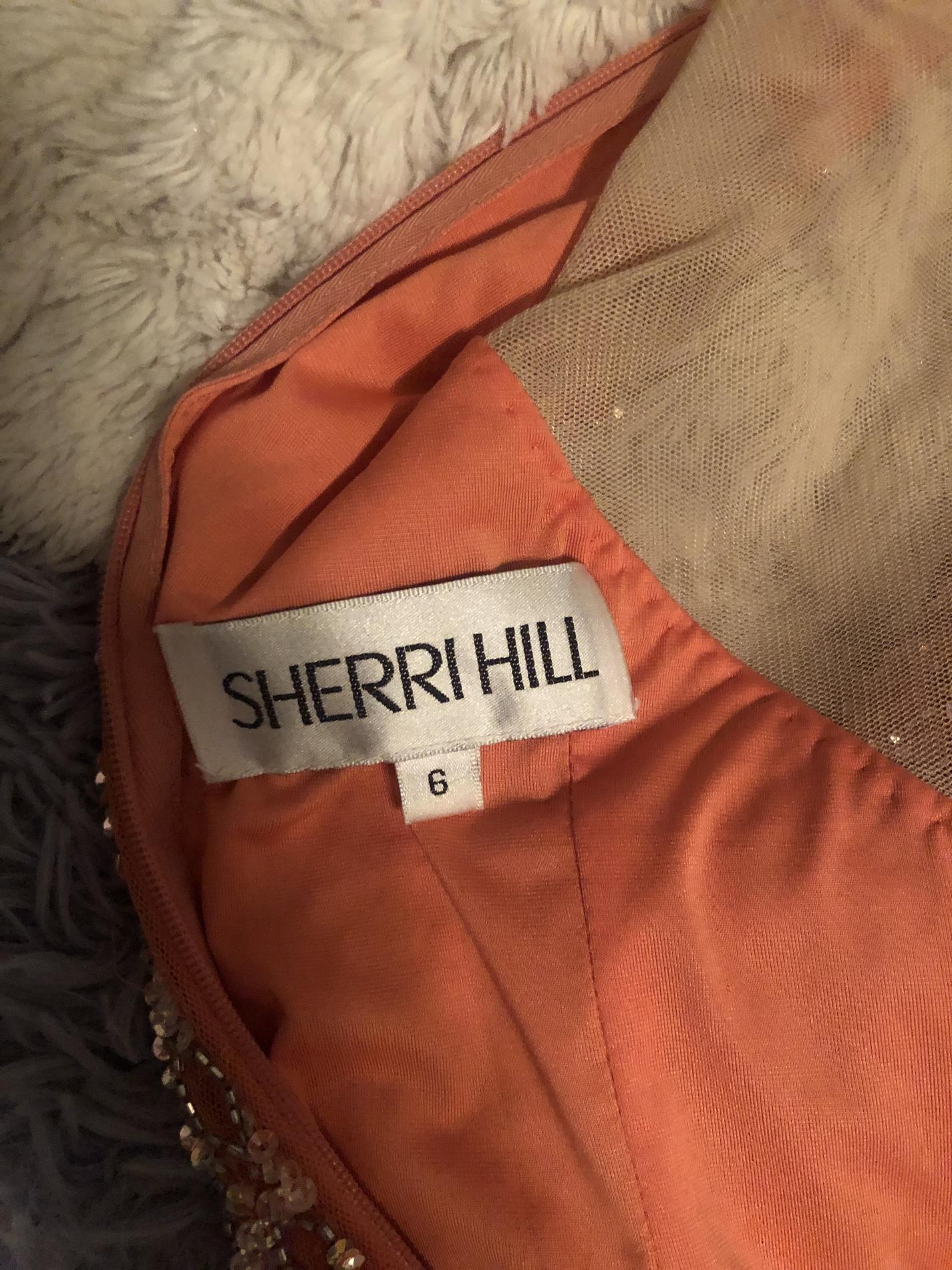 Sherri Hill Size 6 Homecoming Sheer Coral Cocktail Dress on Queenly