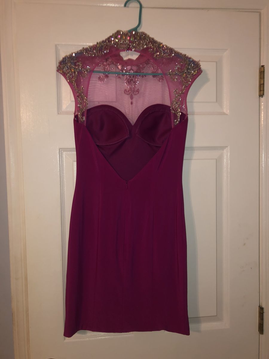 Hannah S Size 6 Homecoming High Neck Purple Cocktail Dress on Queenly