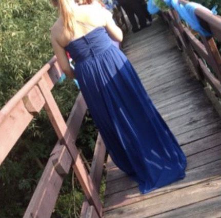 Size 14 Prom Strapless Royal Blue Floor Length Maxi on Queenly