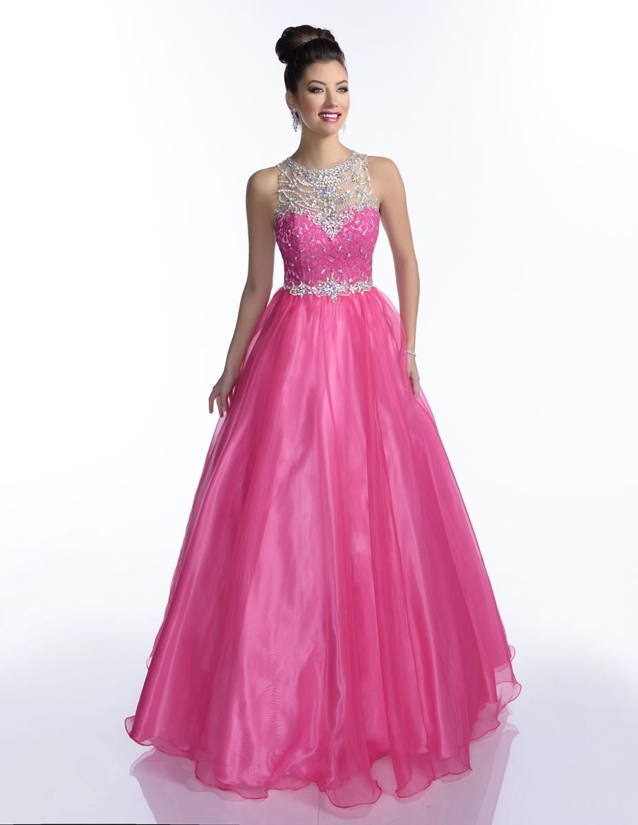 Style 16213 Envious Couture Plus Size 26 Prom Sheer Hot Pink Ball Gown on Queenly