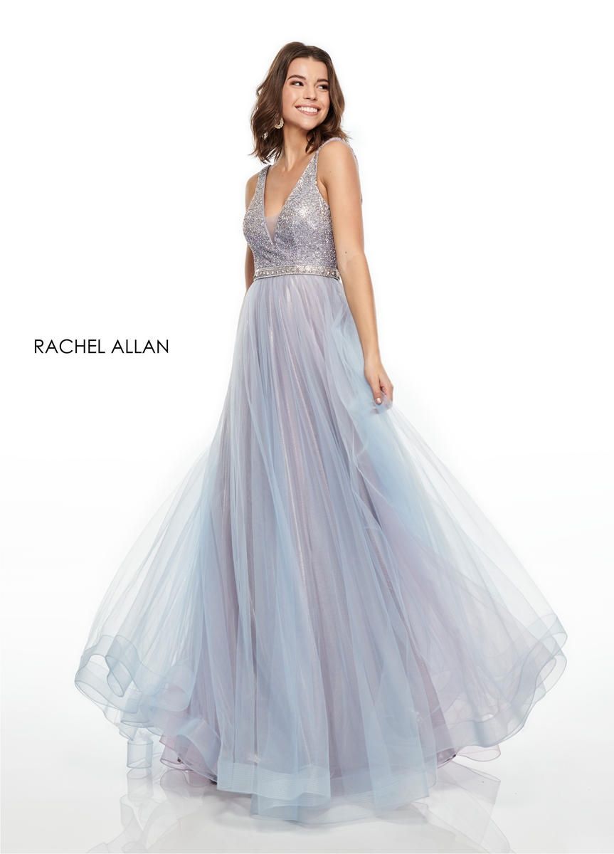 Style 7015 Rachel Allan Size 4 Prom Light Blue Ball Gown on Queenly