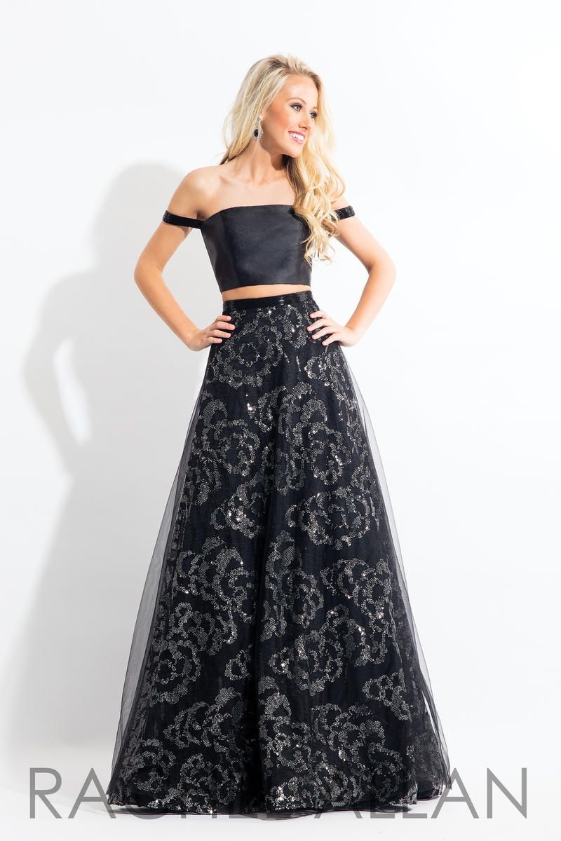 Style 6093 Rachel Allan Black Size 6 Embroidery Tall Height Prom A-line Dress on Queenly