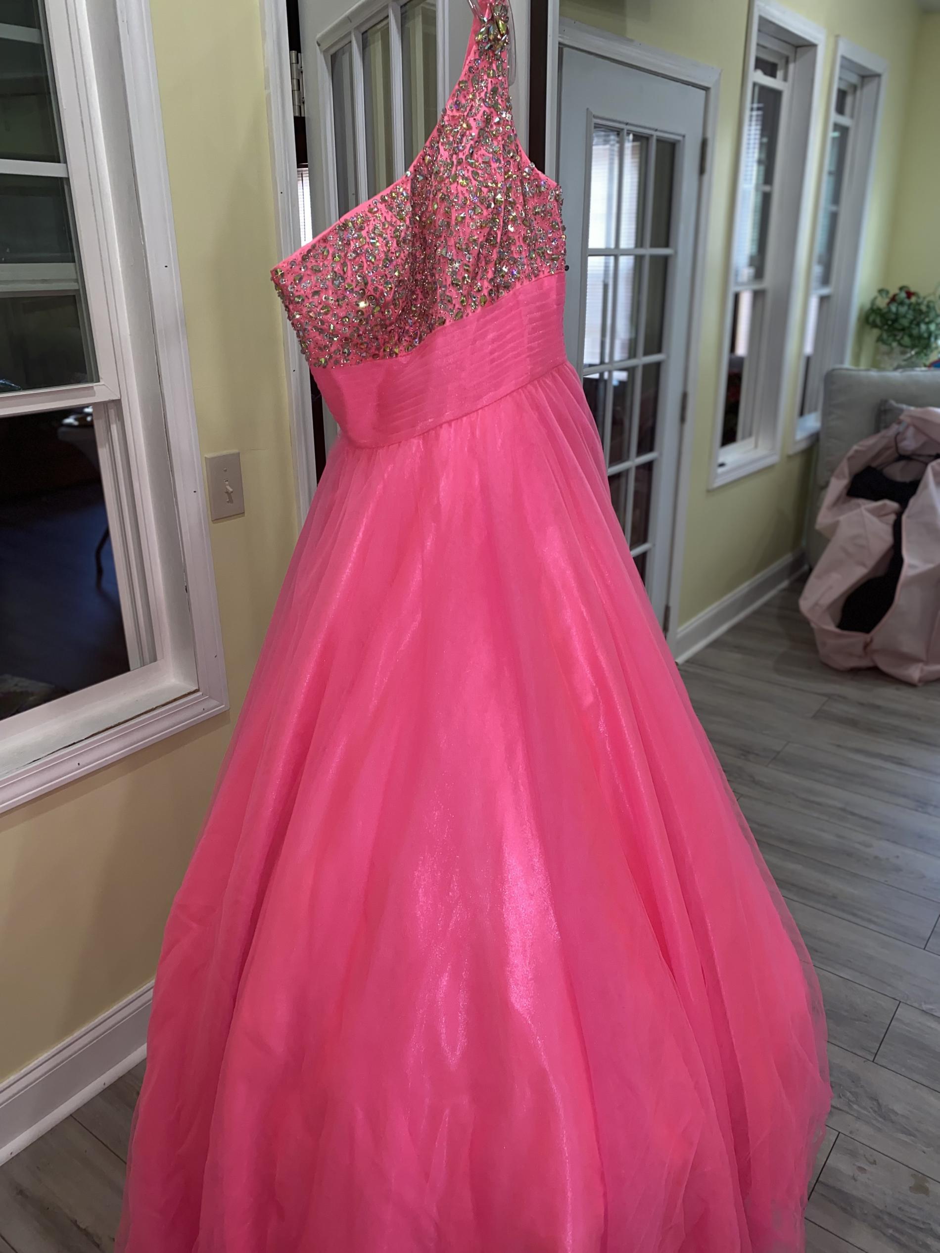 Tiffany Designs Size 6 Prom One Shoulder Pink Ball Gown on Queenly