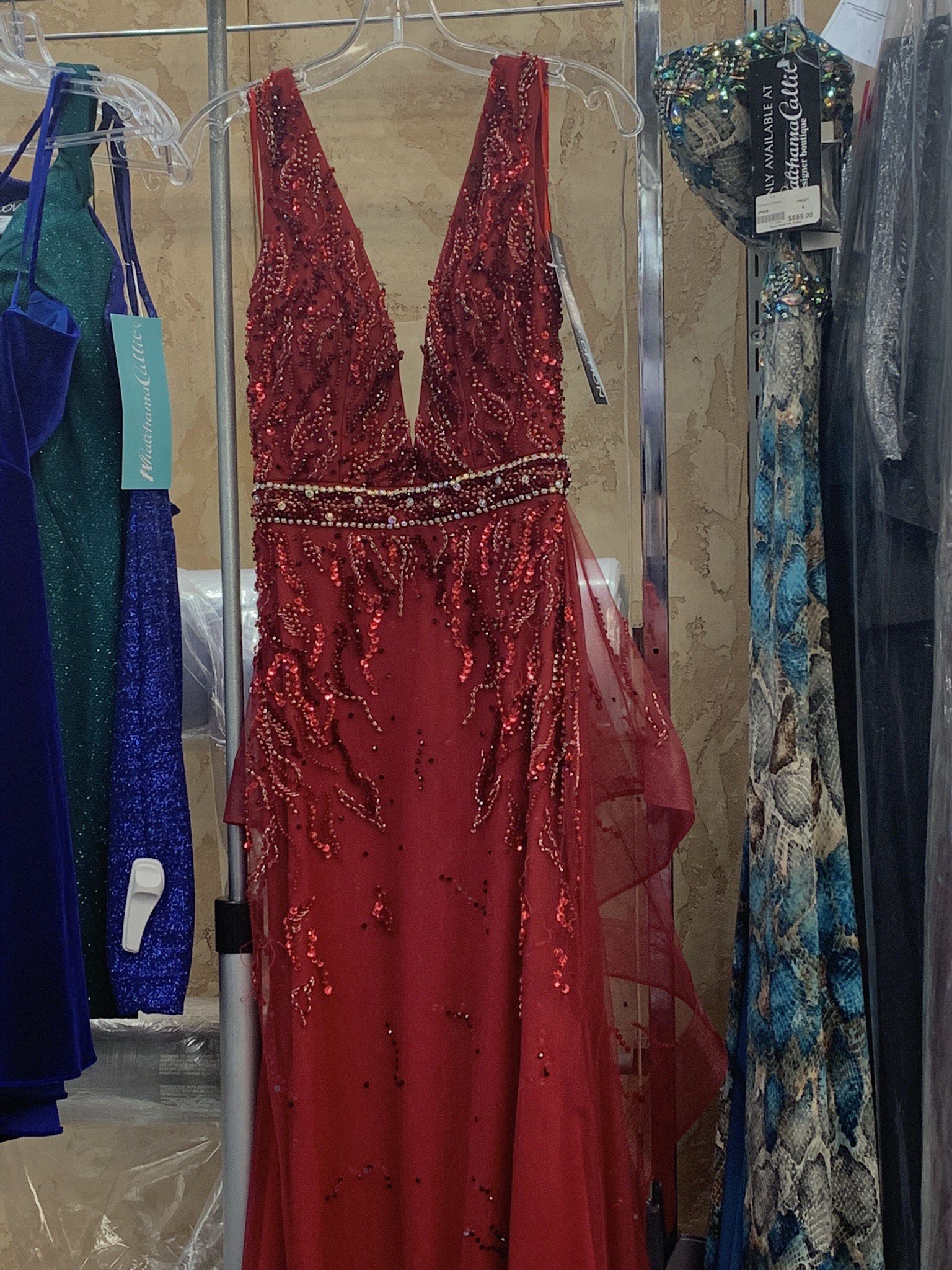One of a kind from Whatchamacallit Size 4 Red Dress With Train on Queenly