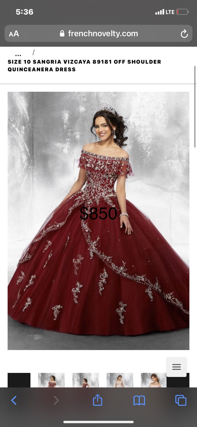 Size 6 Off The Shoulder Lace Burgundy Red Ball Gown on Queenly
