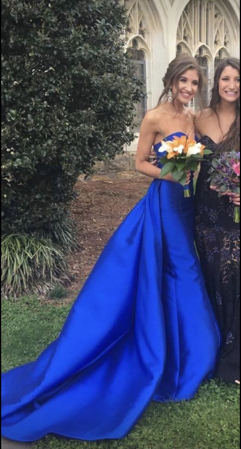Rachel Allan Size 0 Prom Strapless Royal Blue Mermaid Dress on Queenly
