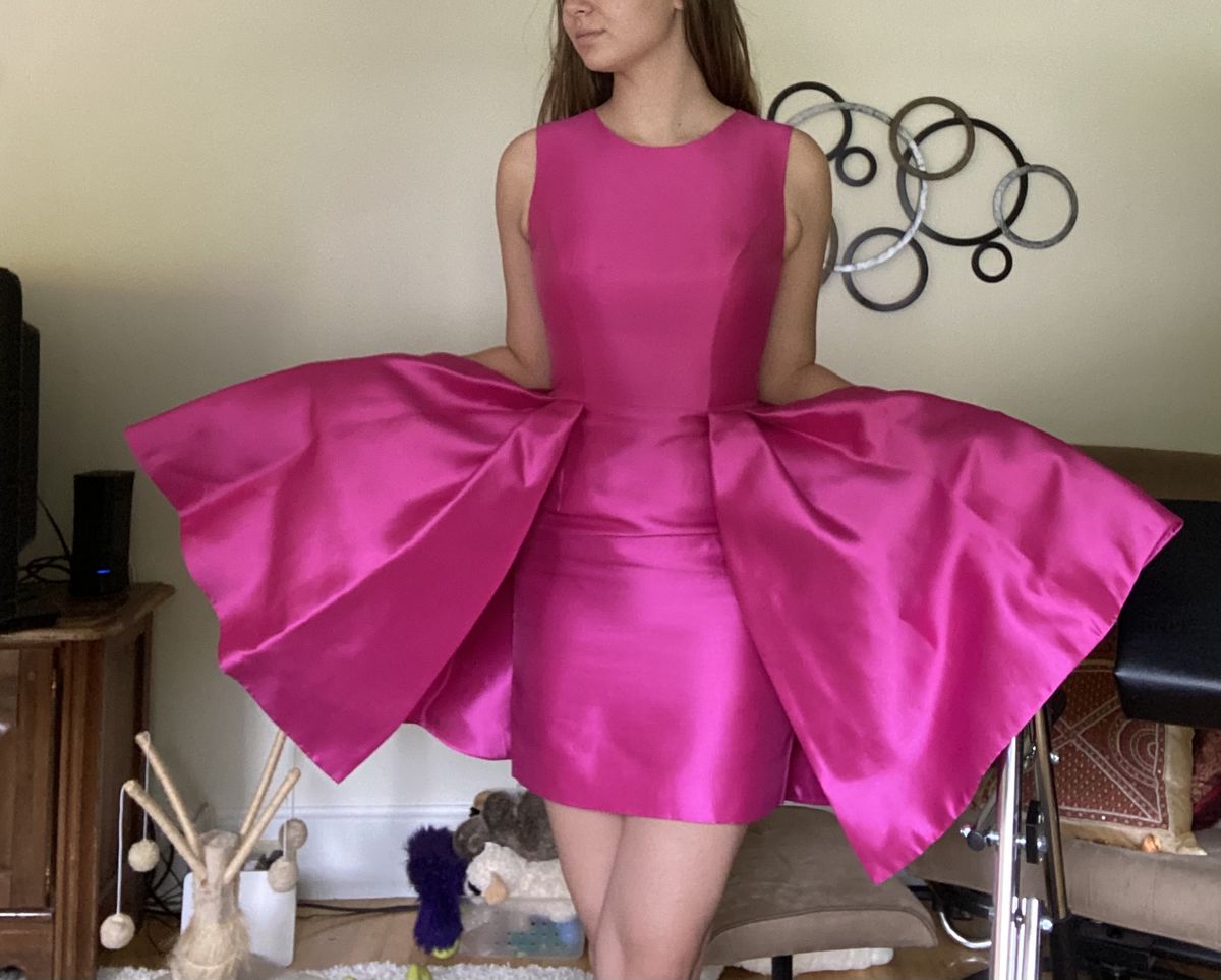 Ashley Lauren Size 4 Homecoming Satin Hot Pink Cocktail Dress on Queenly