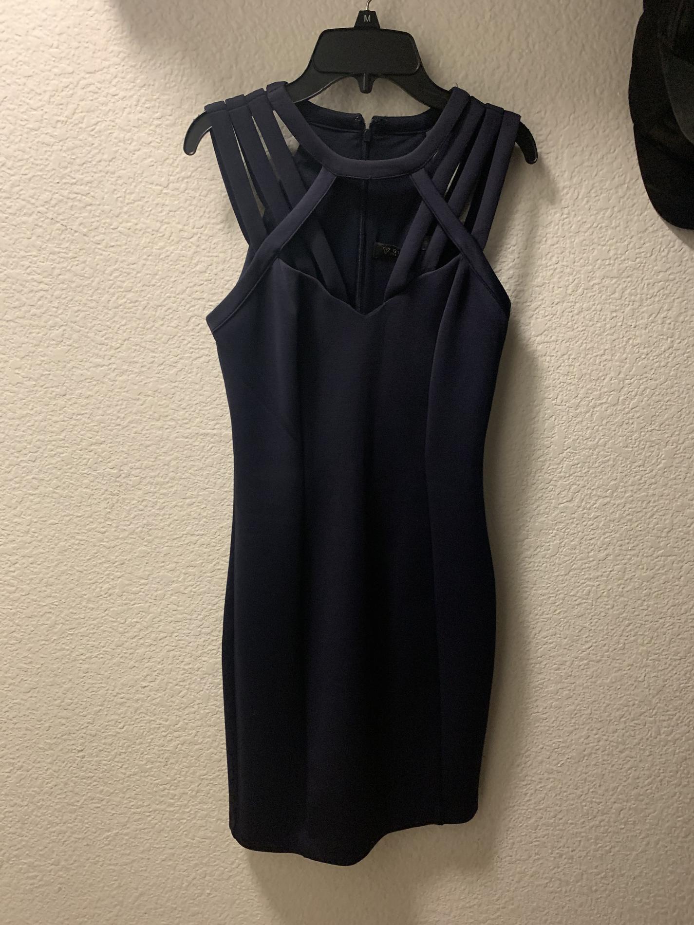 Guess Size 4 Pageant Interview Navy Blue Floor Length Maxi on Queenly