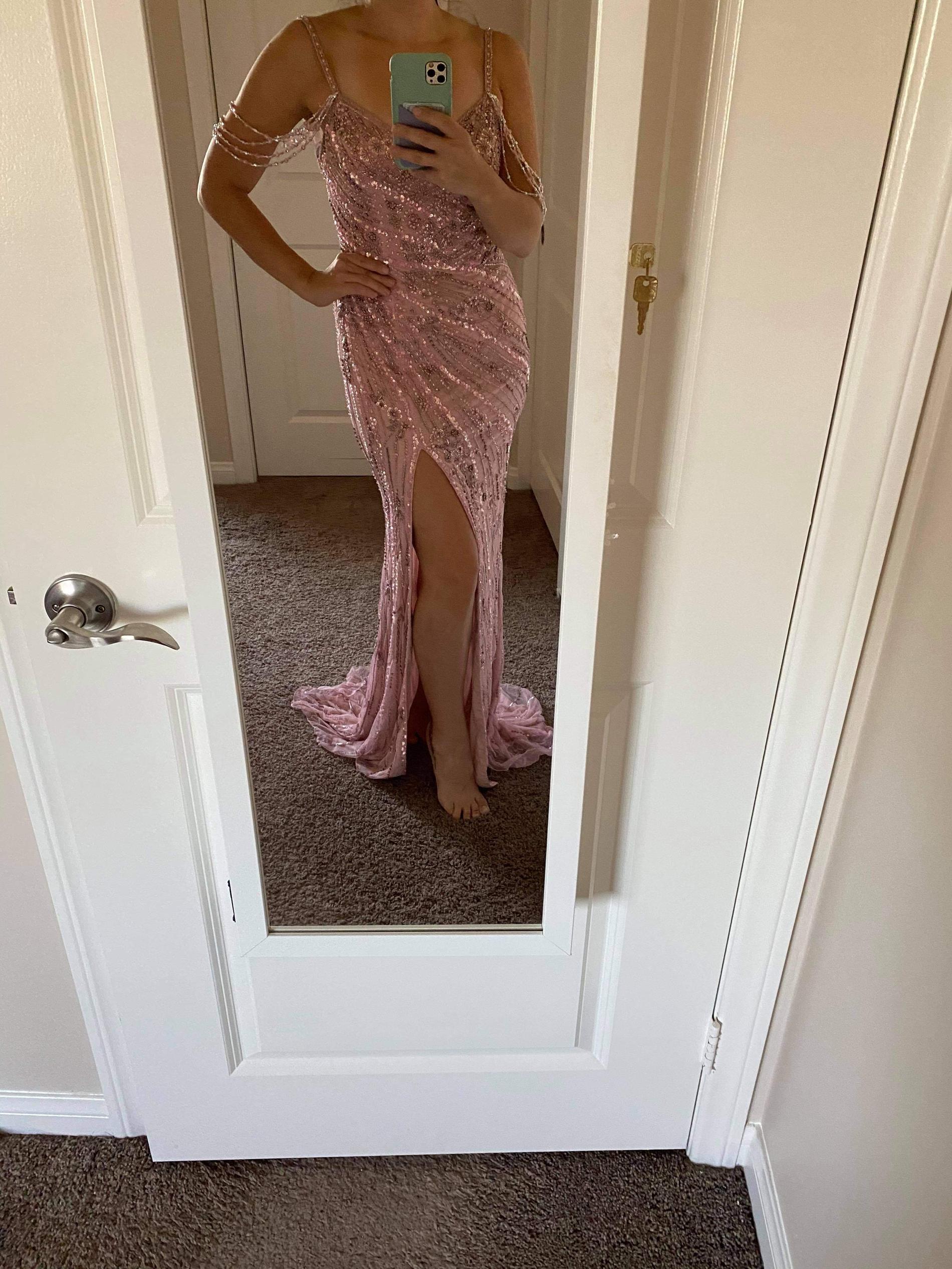 Sherri Hill Size 0 Prom Light Pink Side Slit Dress on Queenly