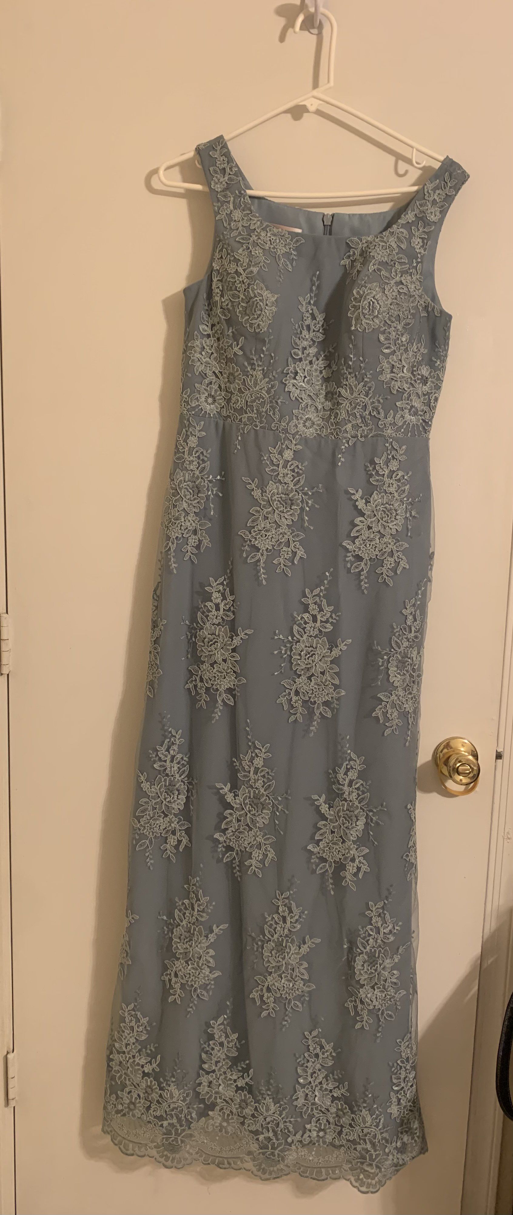 JJ House Size 8 Wedding Guest Lace Light Blue Floor Length Maxi on Queenly