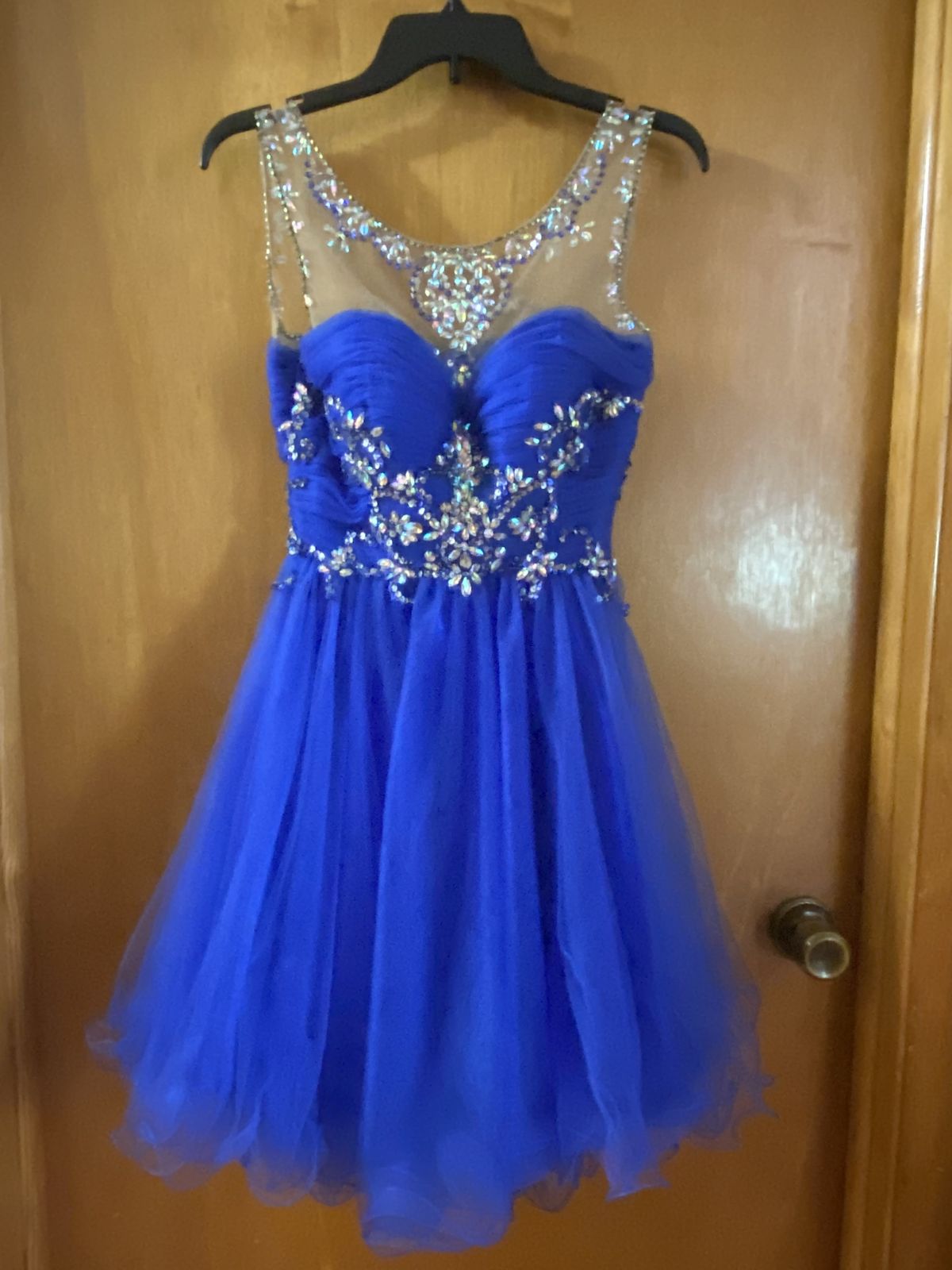 Alyce Paris Size 2 Homecoming Sheer Royal Blue Cocktail Dress on Queenly
