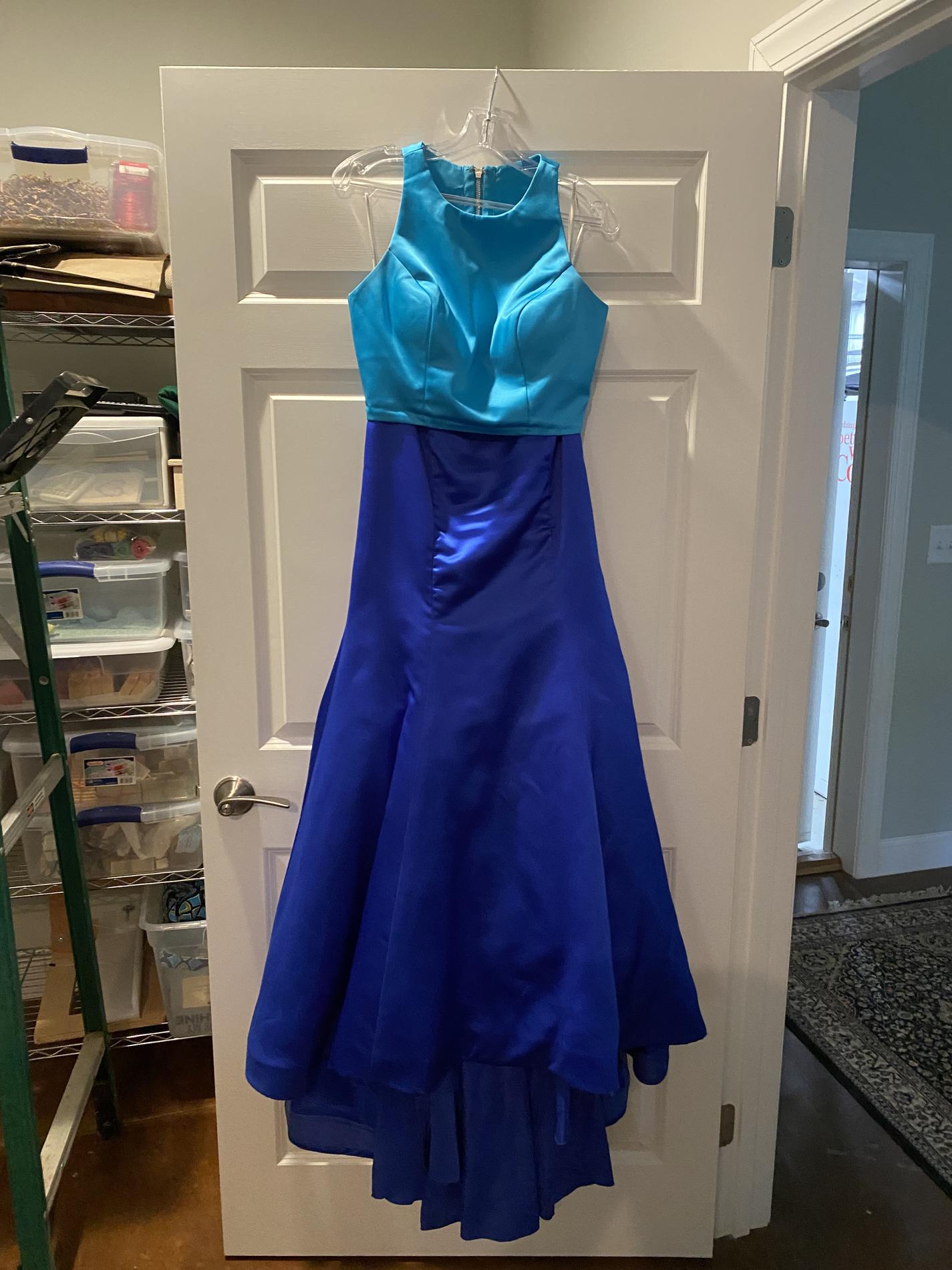 Sherri Hill Size 6 Prom High Neck Royal Blue Mermaid Dress on Queenly