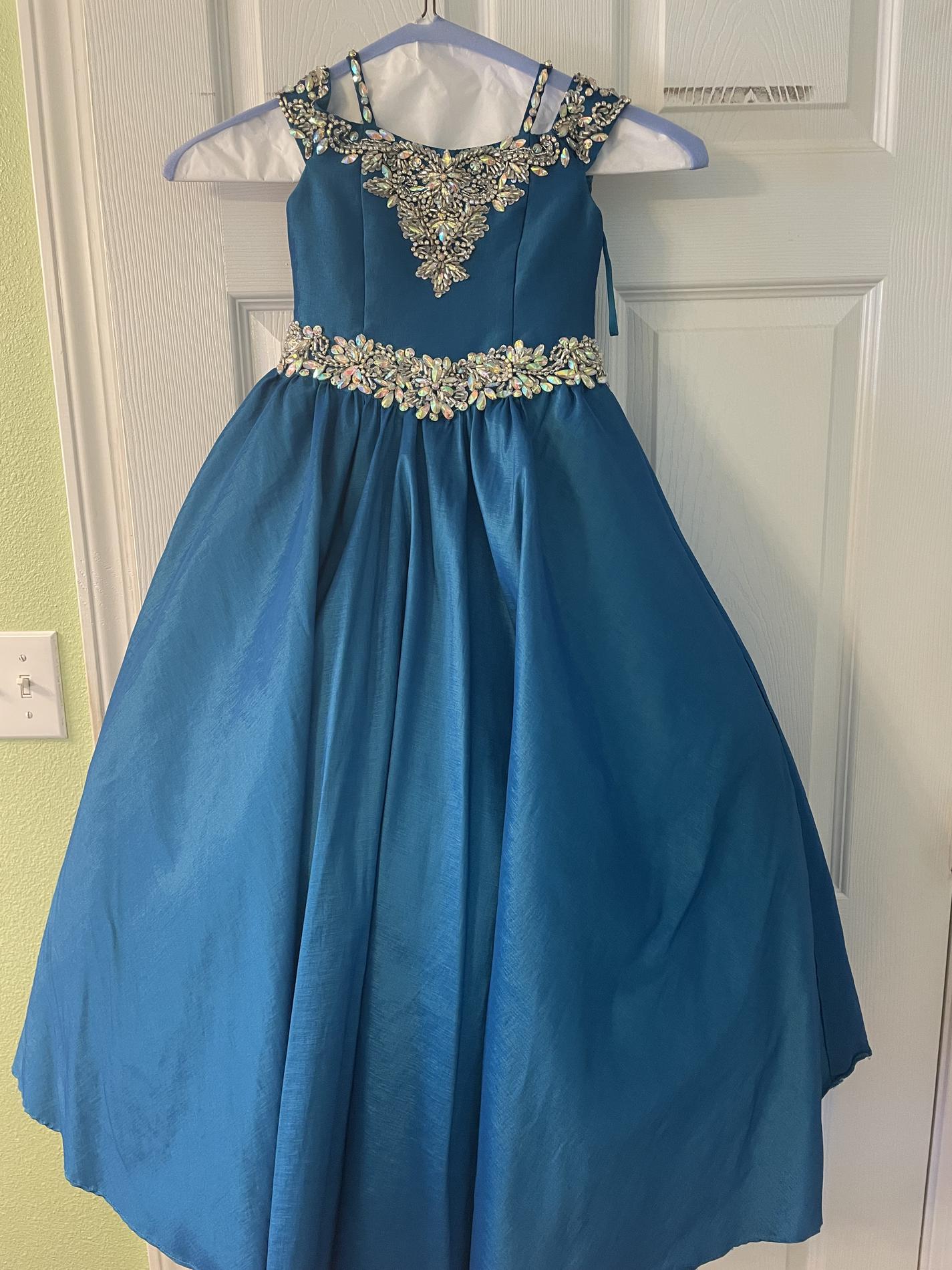 Little Rosie Pageant Girls Size 4 Wedding Guest Blue Ball Gown on Queenly