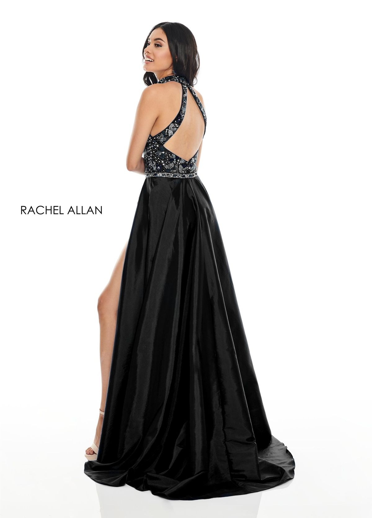 Style 7135 Rachel Allan Size 0 Pageant Black Formal Jumpsuit on Queenly