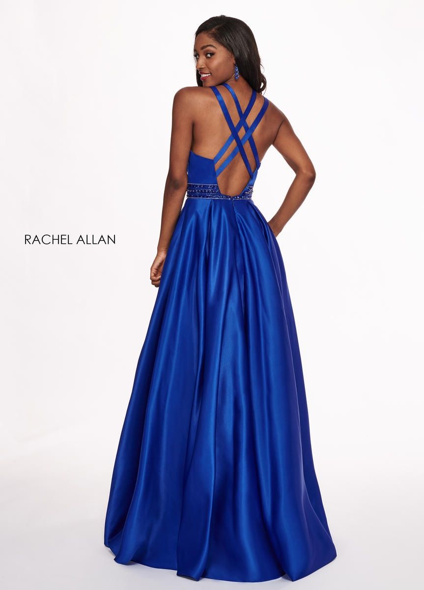 Style 6464 Rachel Allan Size 2 Prom Satin Royal Blue A-line Dress on Queenly