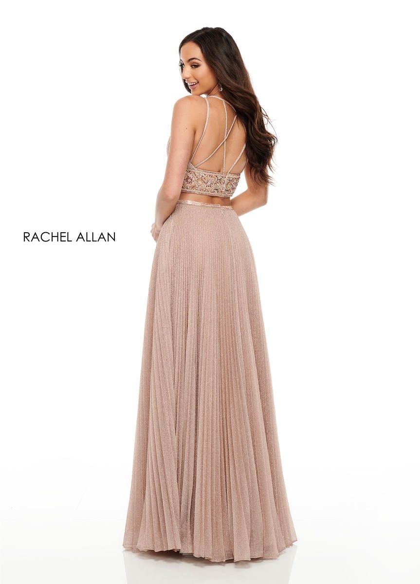 Style 7099 Rachel Allan Size 12 Prom Lace Light Pink A-line Dress on Queenly