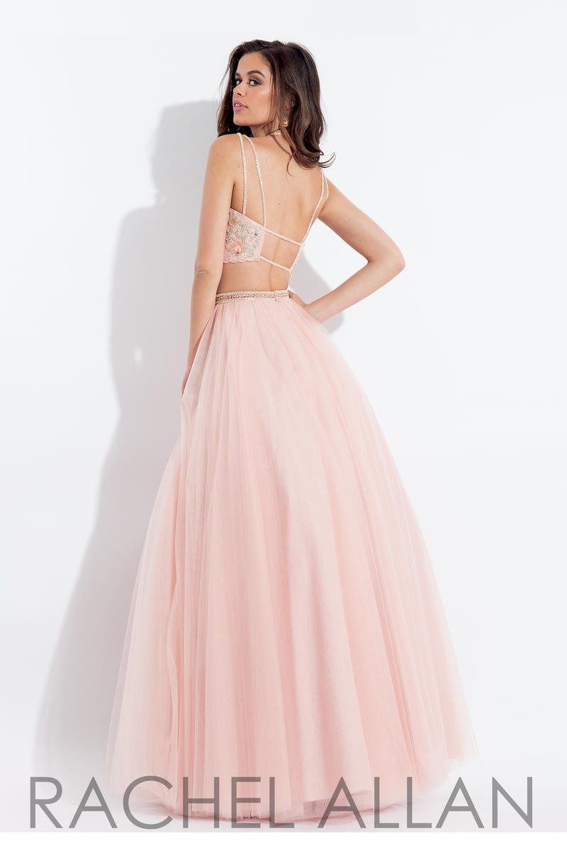 Style 6120 Rachel Allan Size 0 Prom Lace Light Pink Ball Gown on Queenly