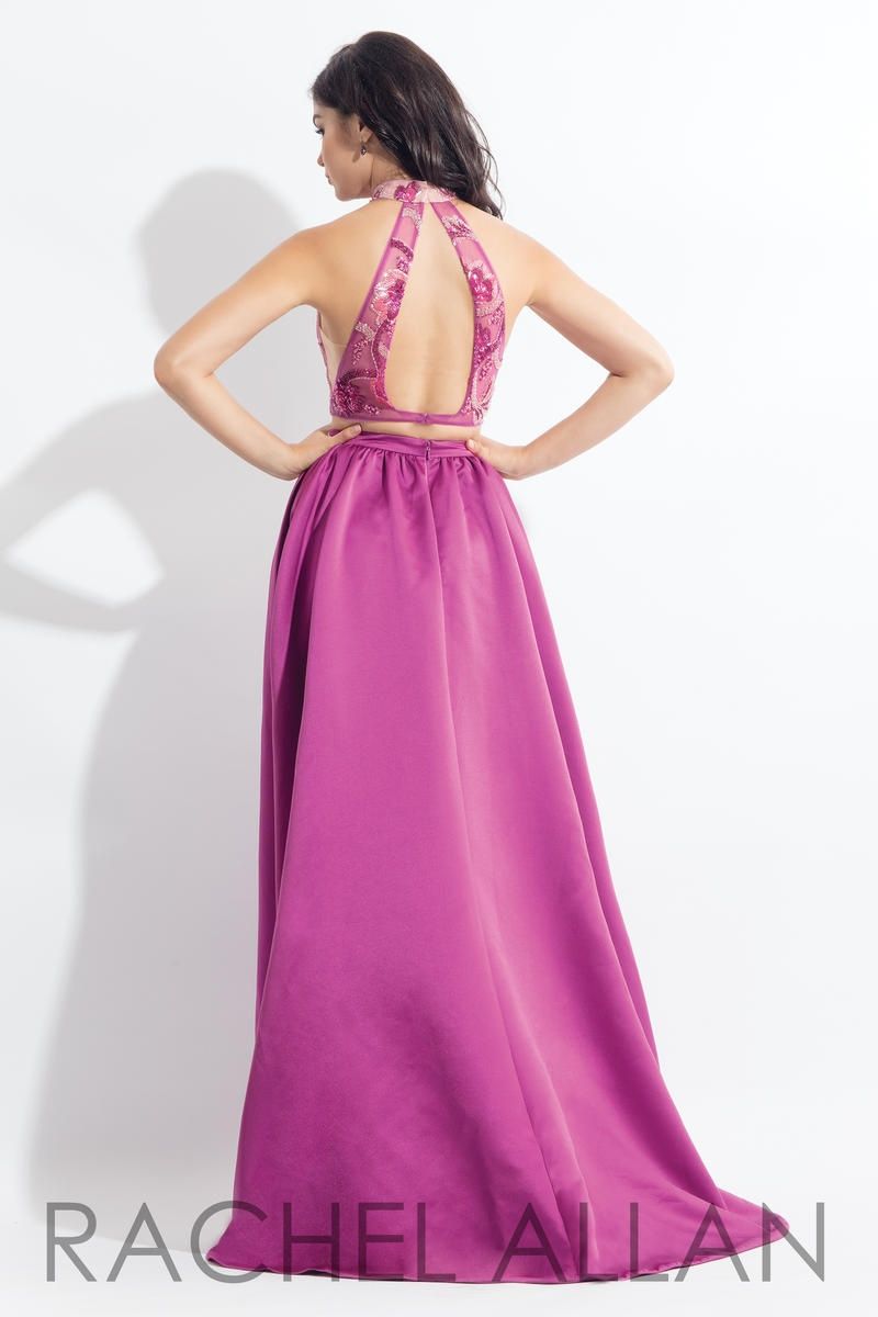 Style 6014 Rachel Allan Size 0 Prom Satin Pink Side Slit Dress on Queenly