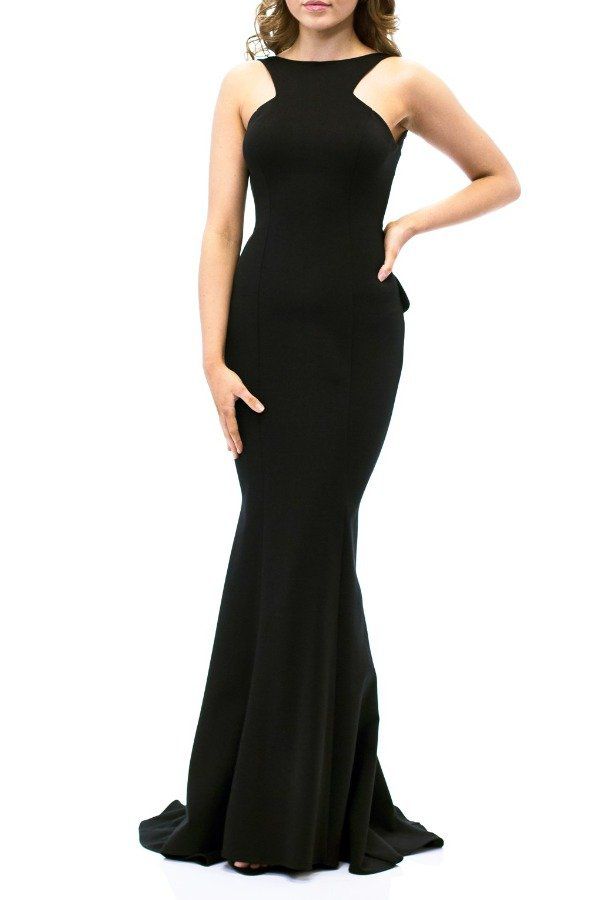 Style XS8305 Xscape Size 8 Prom Halter Black Floor Length Maxi on Queenly