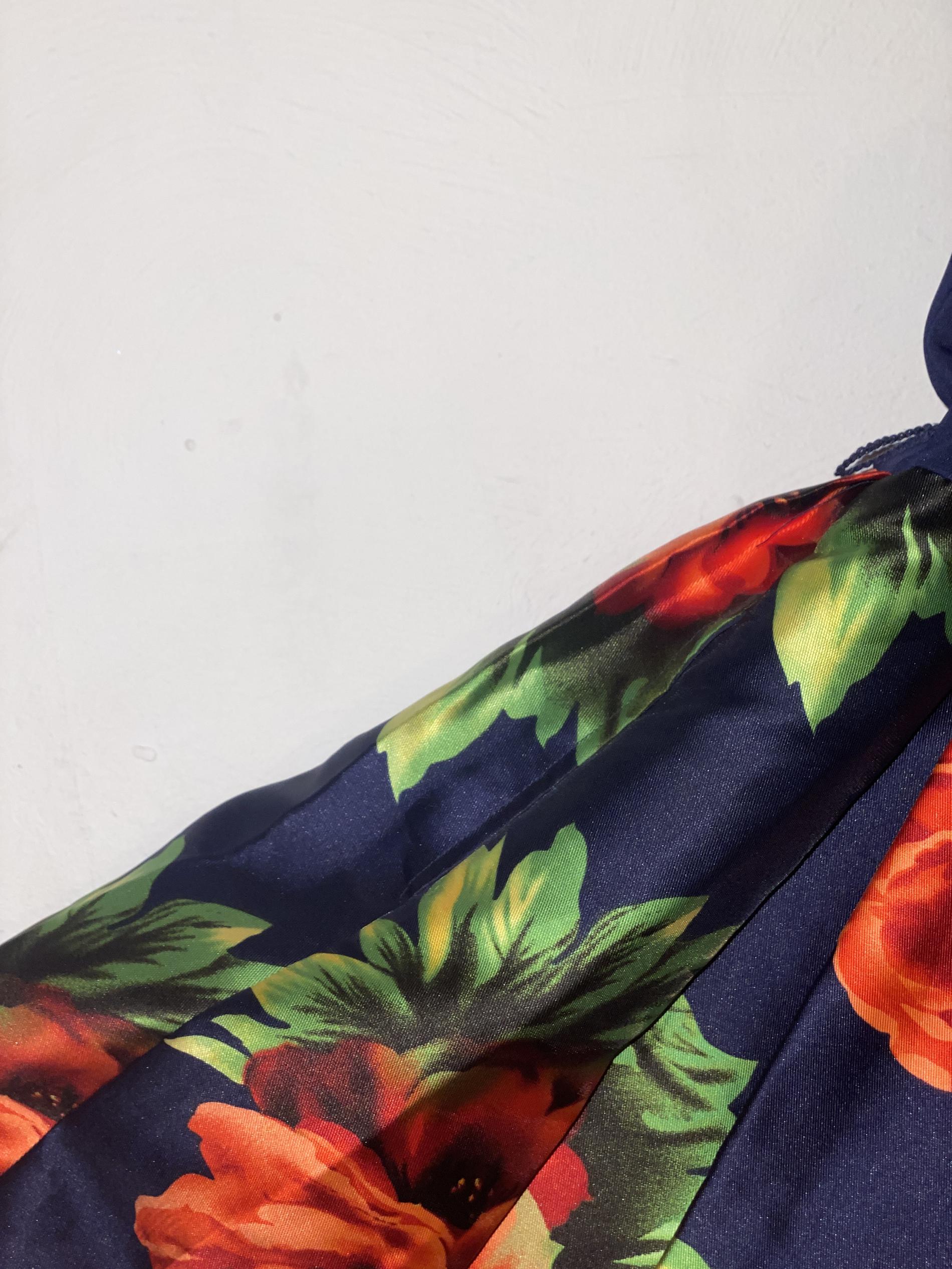 Size 4 Homecoming Floral Navy Blue Cocktail Dress on Queenly