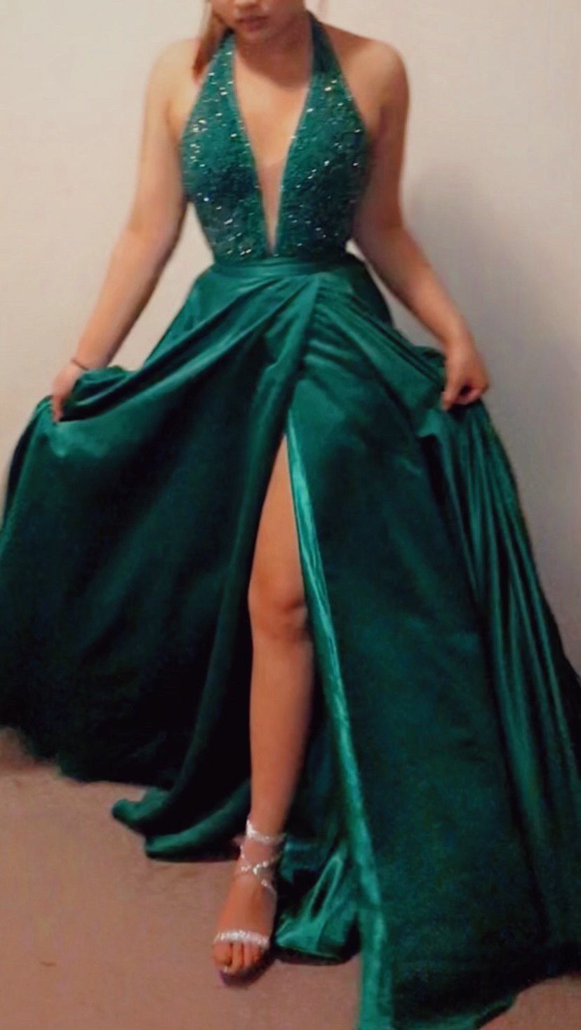 Sherri Hill Size 8 Prom Emerald Green Ball Gown on Queenly