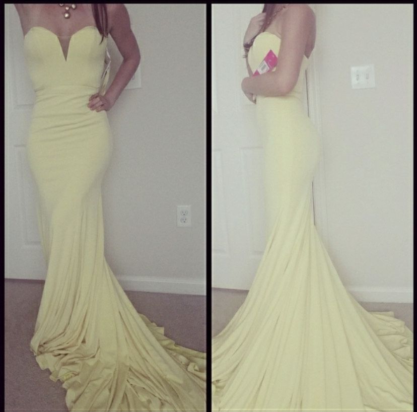 Jovani Yellow Size 4 Party Strapless Prom Mermaid Dress on Queenly