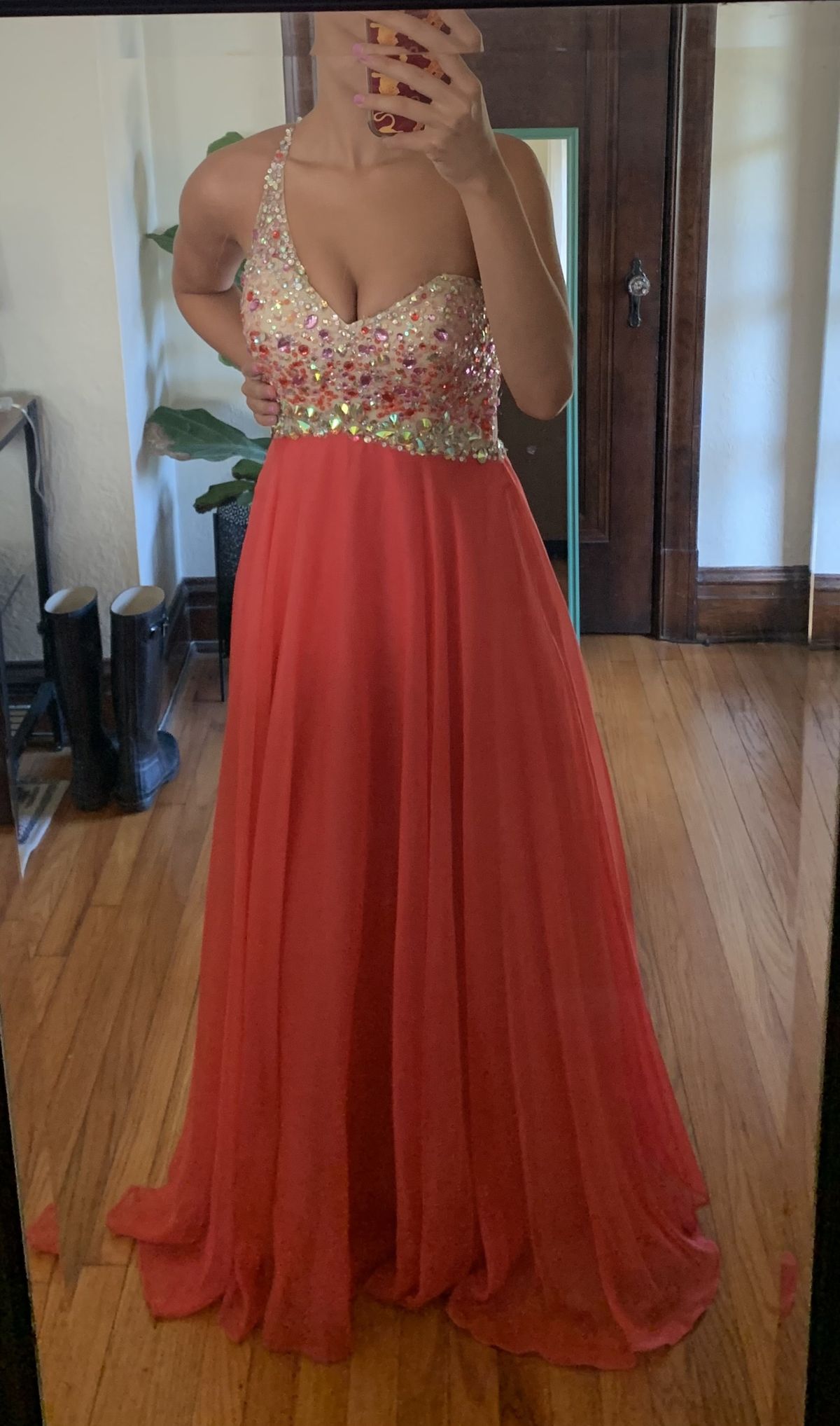 Blush Prom Size 4 One Shoulder Coral Floor Length Maxi on Queenly
