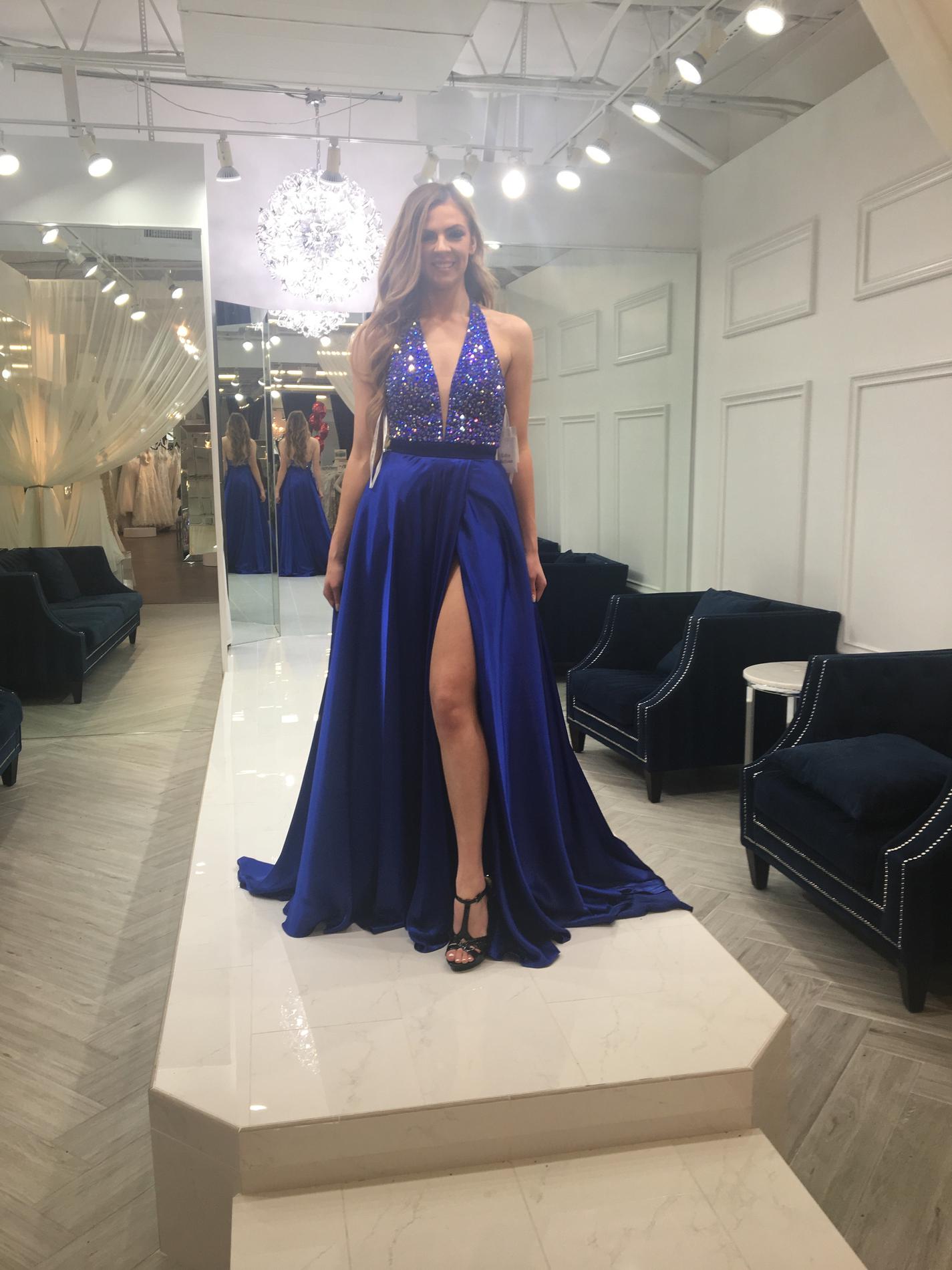 Sherri Hill Size 4 Pageant Blue Side Slit Dress on Queenly