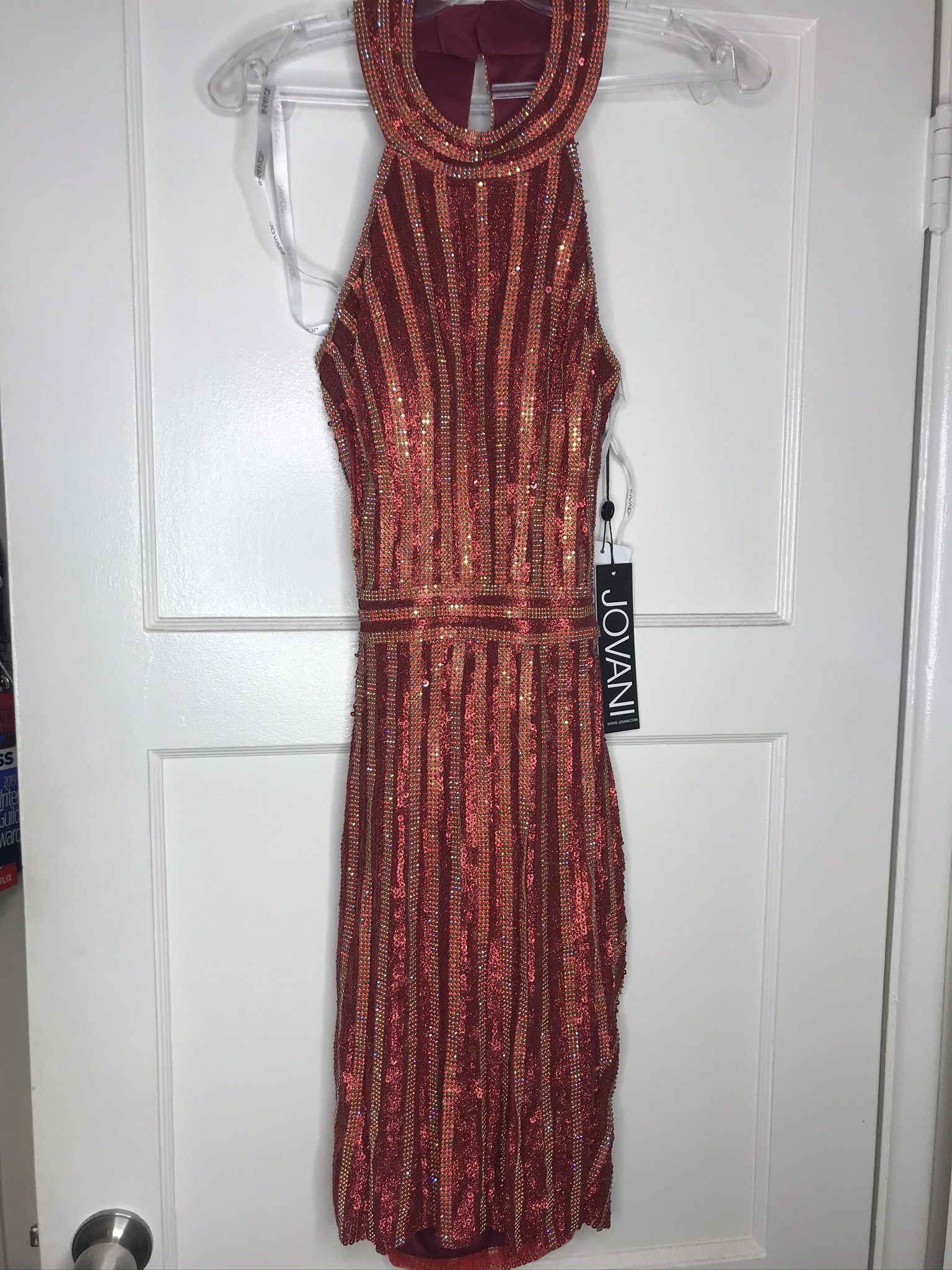 Jovani Size 4 Homecoming Halter Burgundy Red Cocktail Dress on Queenly