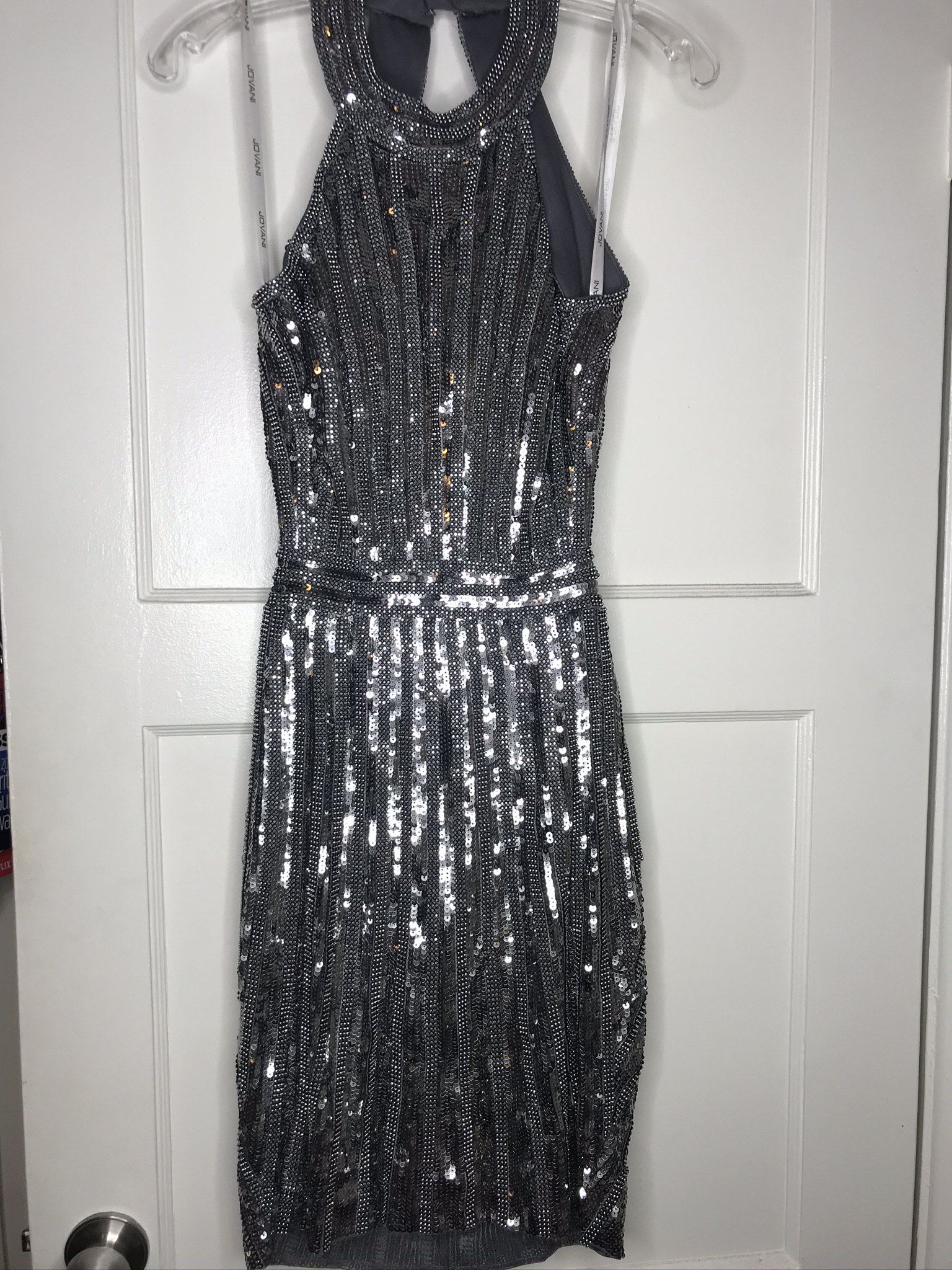 Jovani Size 0 Homecoming Halter Silver Cocktail Dress on Queenly