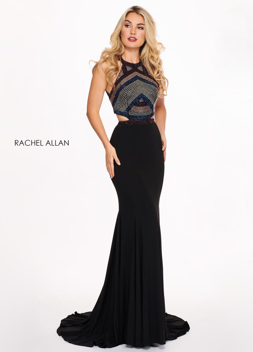 Style 6444 Rachel Allan Black Size 4 Pageant Tall Height Cut Out Prom Mermaid Dress on Queenly
