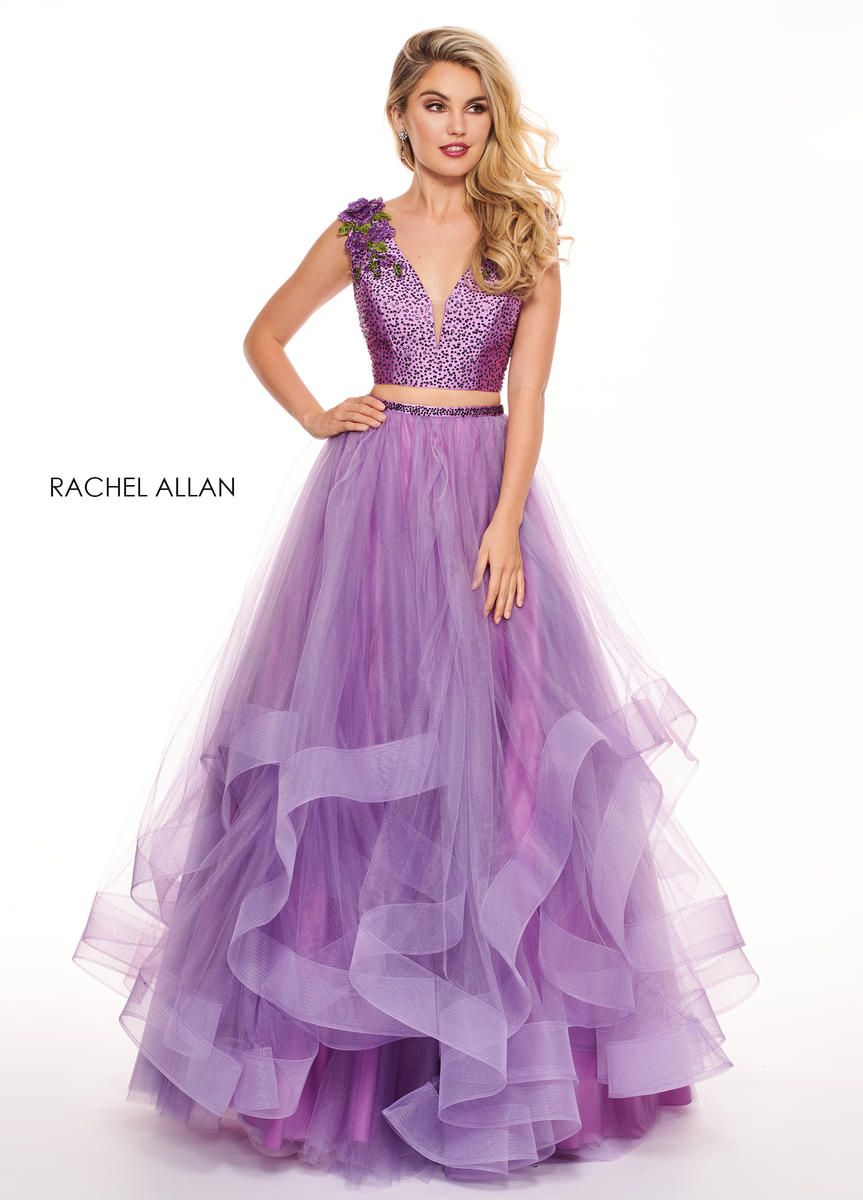 Style 6412 Rachel Allan Purple Size 10 Pageant Beaded Top Tall Height Prom Ball gown on Queenly